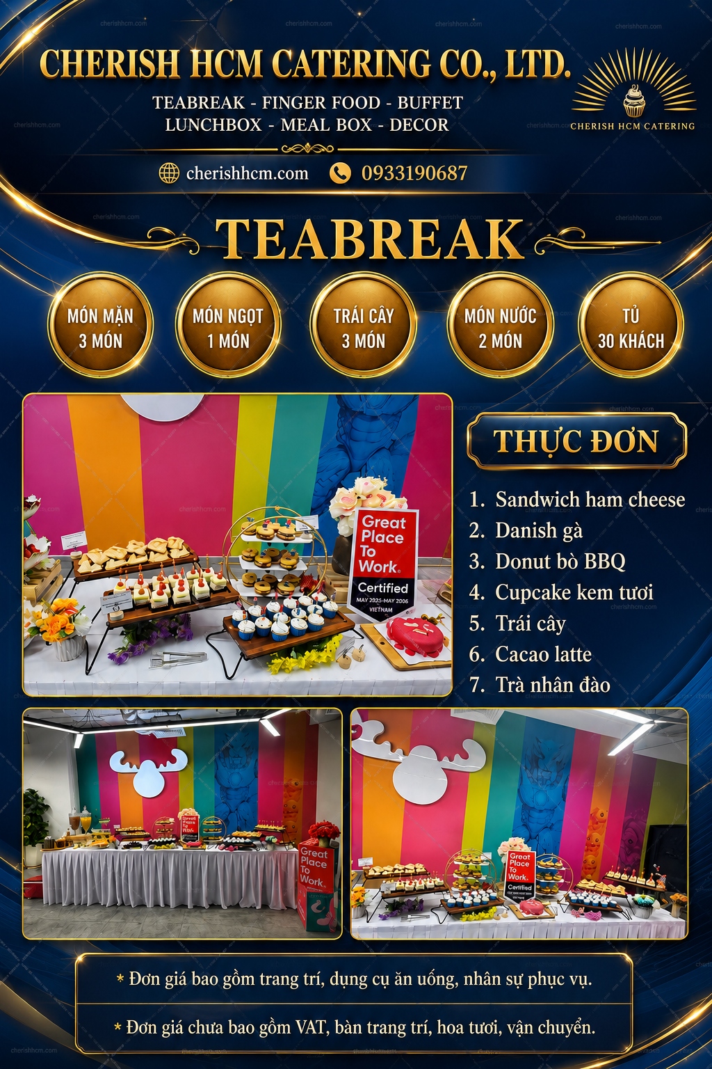 04725 Teabreak Celebrate 3 bánh mặn, 1 bánh ngọt, Trái cây, 2 món nước