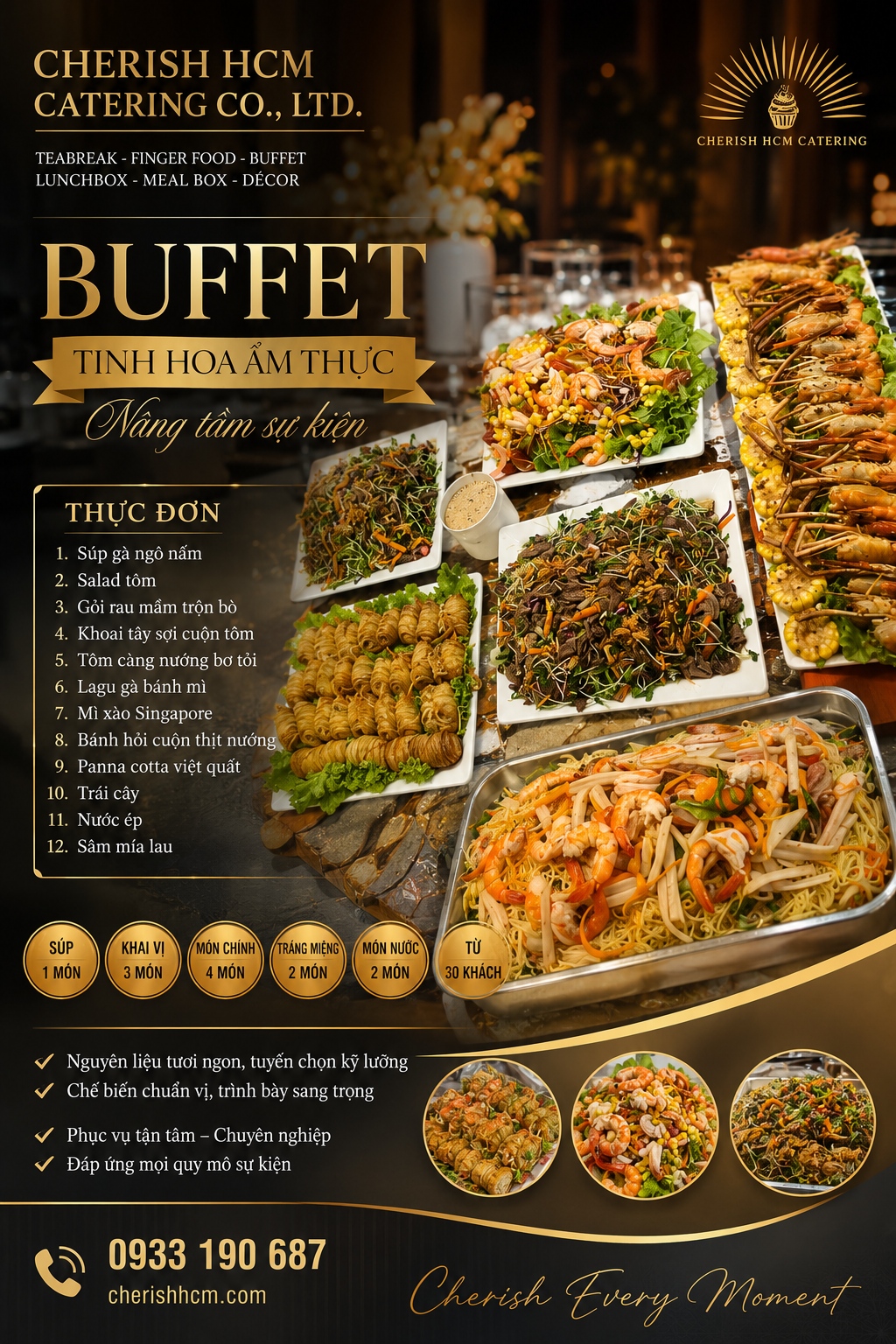 05424 Tiệc Buffet Cơ Hội - Thực đơn 12 món Phù hợp từ 30 khách
