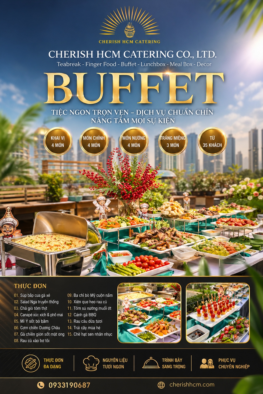 120126 Tiệc buffet Phồn Vinh Thực đơn 15 món phù hợp từ 35 khách