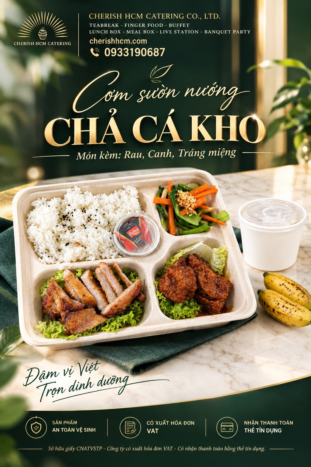 121026 Lunch box - Cơm Sườn nướng, chả cá kho/ Grilled Pork Ribs and Braised Fish with Rice