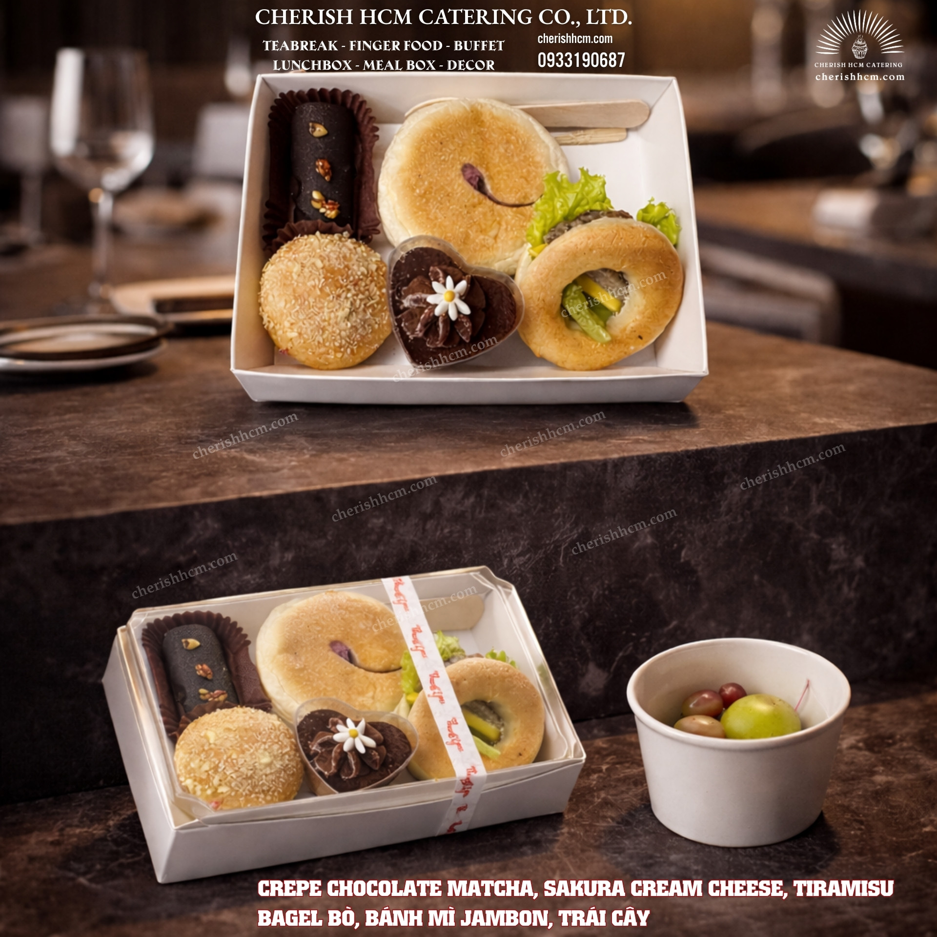 121125 Box 2 bánh mặn, 3 bánh ngọt, Trái cây