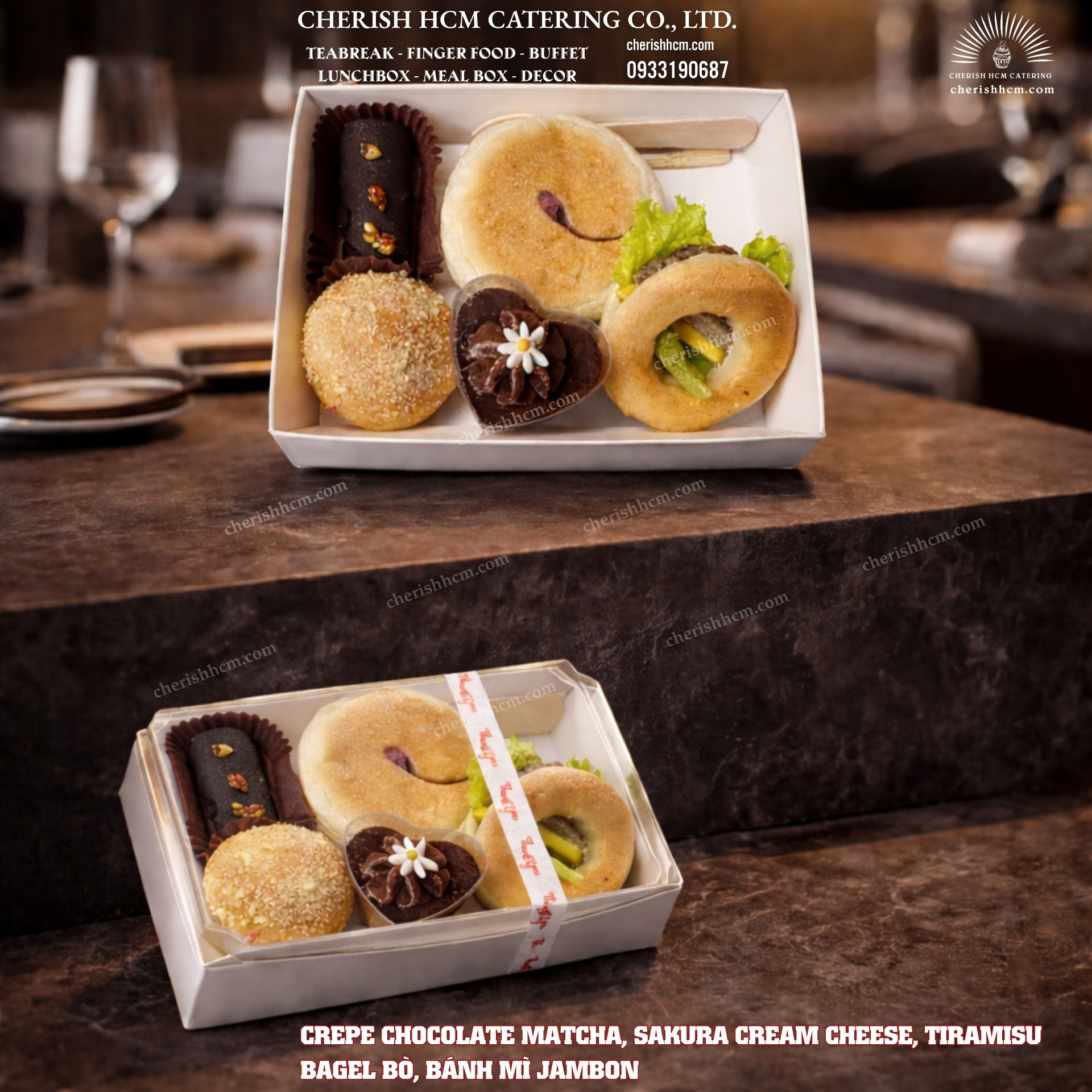 121125 Teabreak Box Sunny Box- 2 Bánh mặn, 3 Bánh ngọt