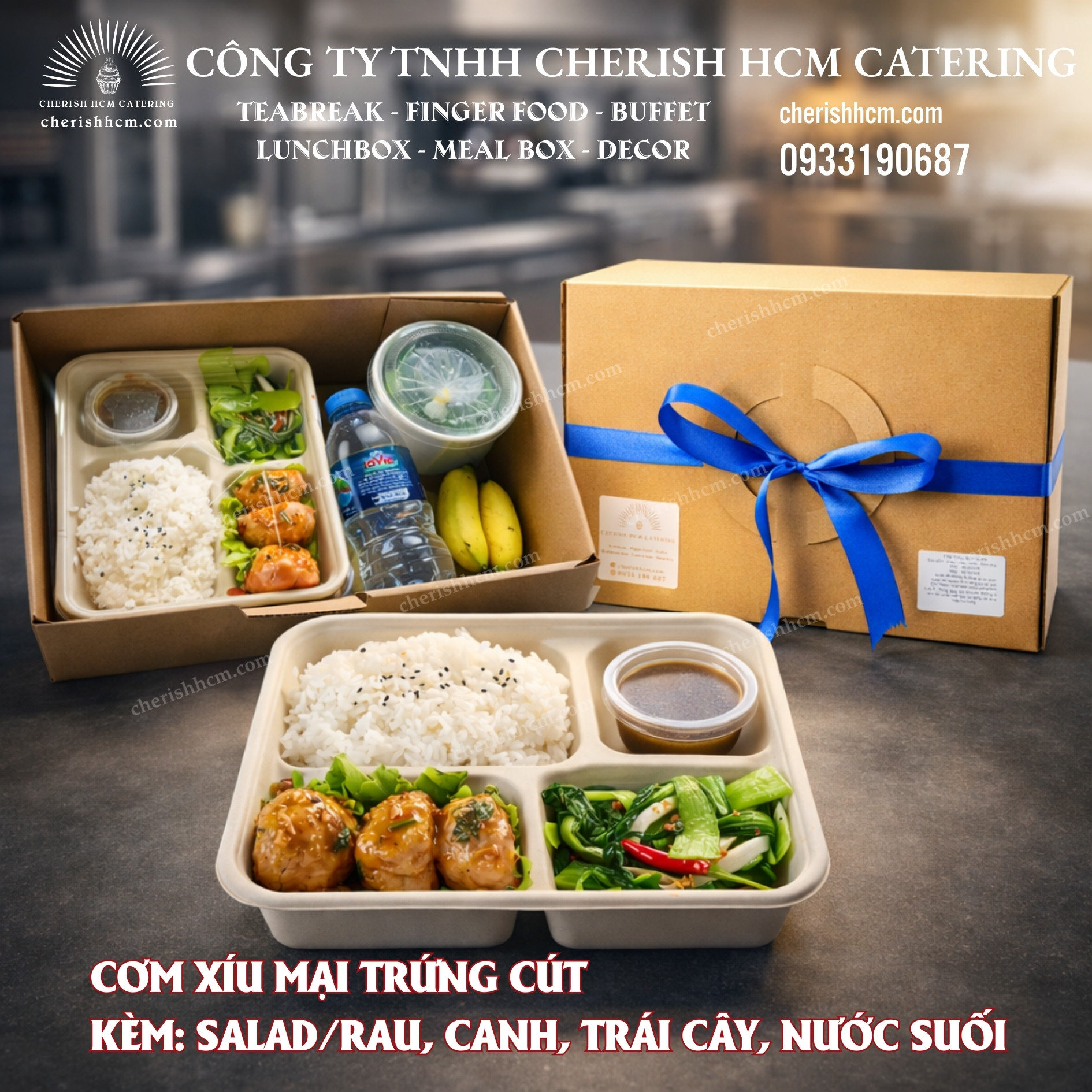 061124 Meal box - Cơm xíu mại trứng cút/Steamed Pork Meatballs with Quail Eggs and Rice