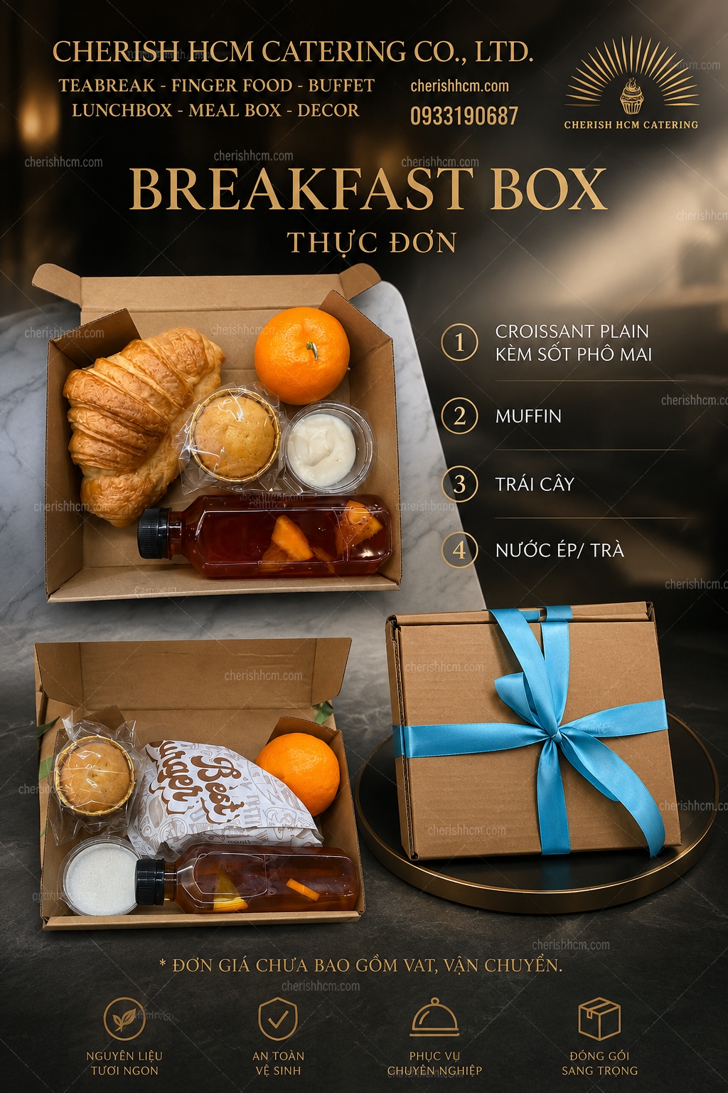 12526 Croissant lớn, Bánh, Trái cây, Nước ép/Trà
