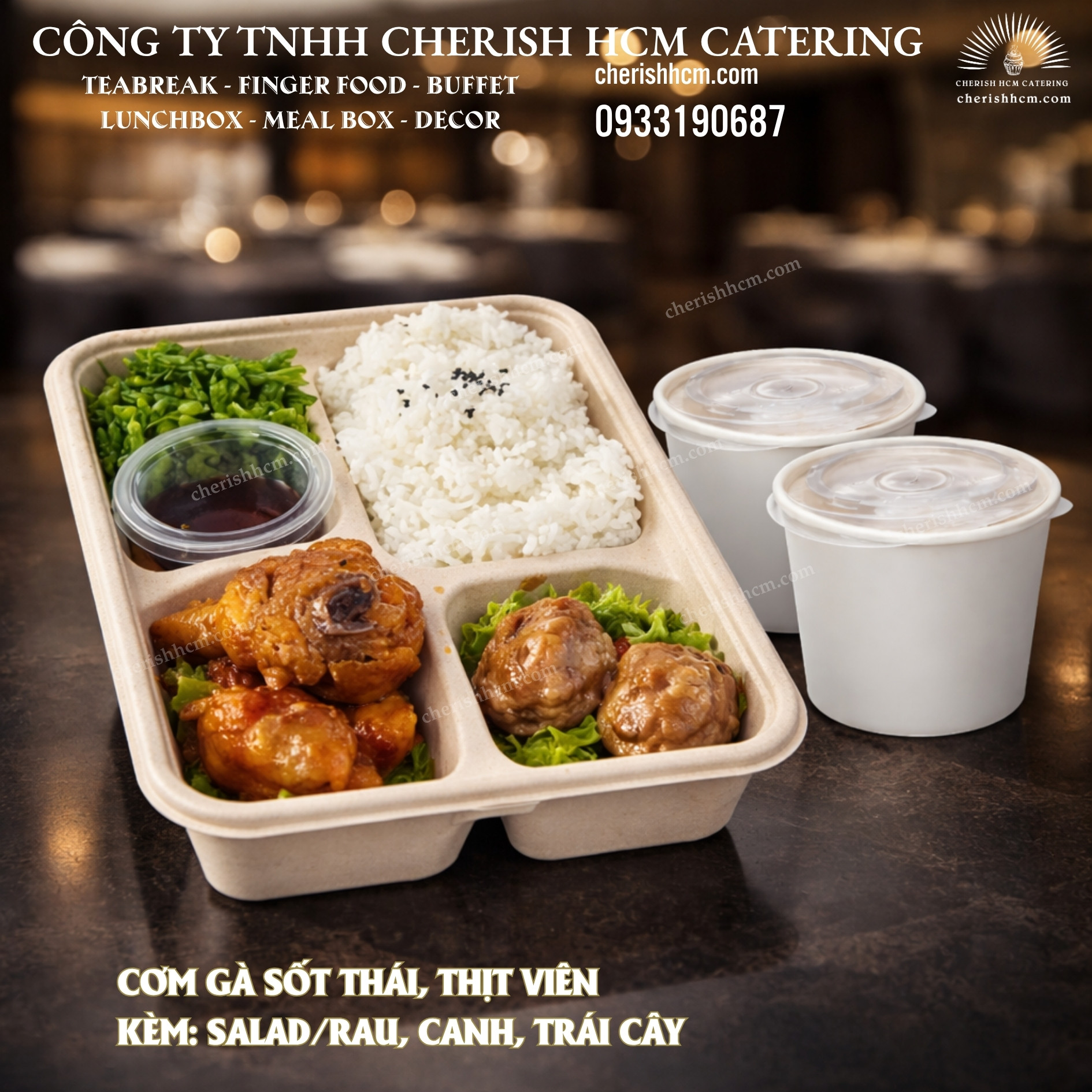 31525 Cơm Gà sốt thái, thịt viên BBQ