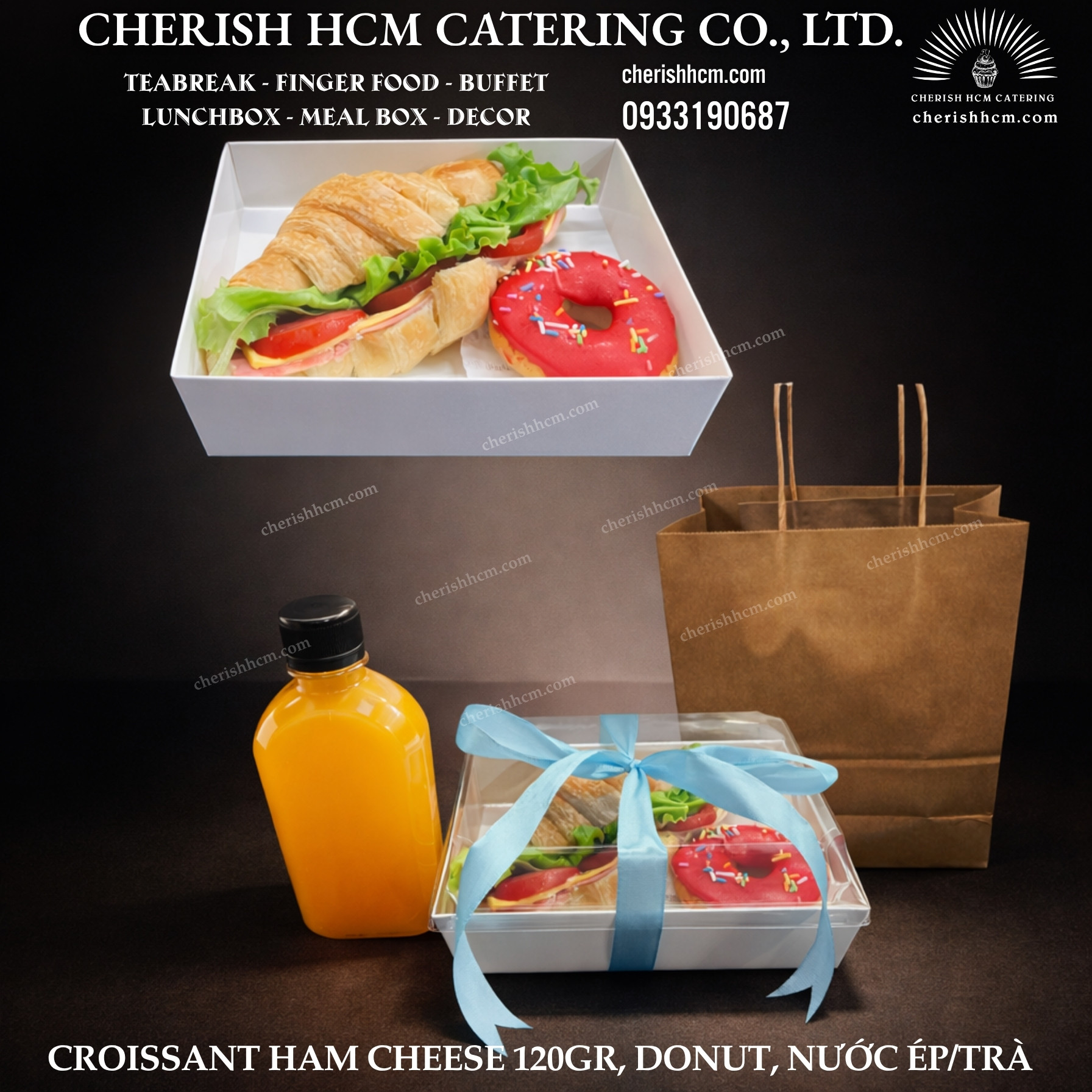 11724 1 bánh mặn lớn, 1 bánh ngọt nhỏ, Nước ép/Trà