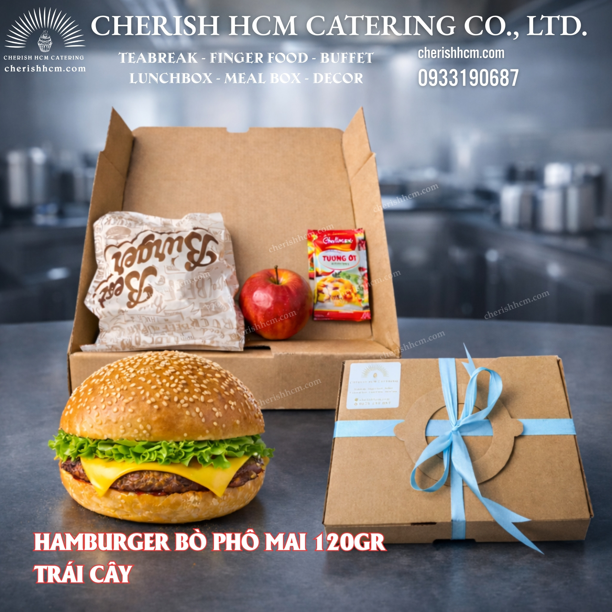Phần ăn Sáng Hamburger và Trái cây/ Fruits and Hamburger Breakfast box