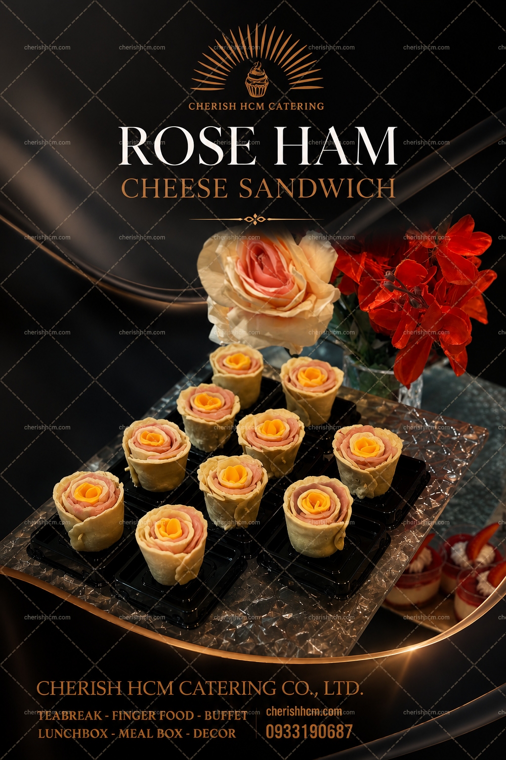 13825 Set 10 rose ham cheese sandwich