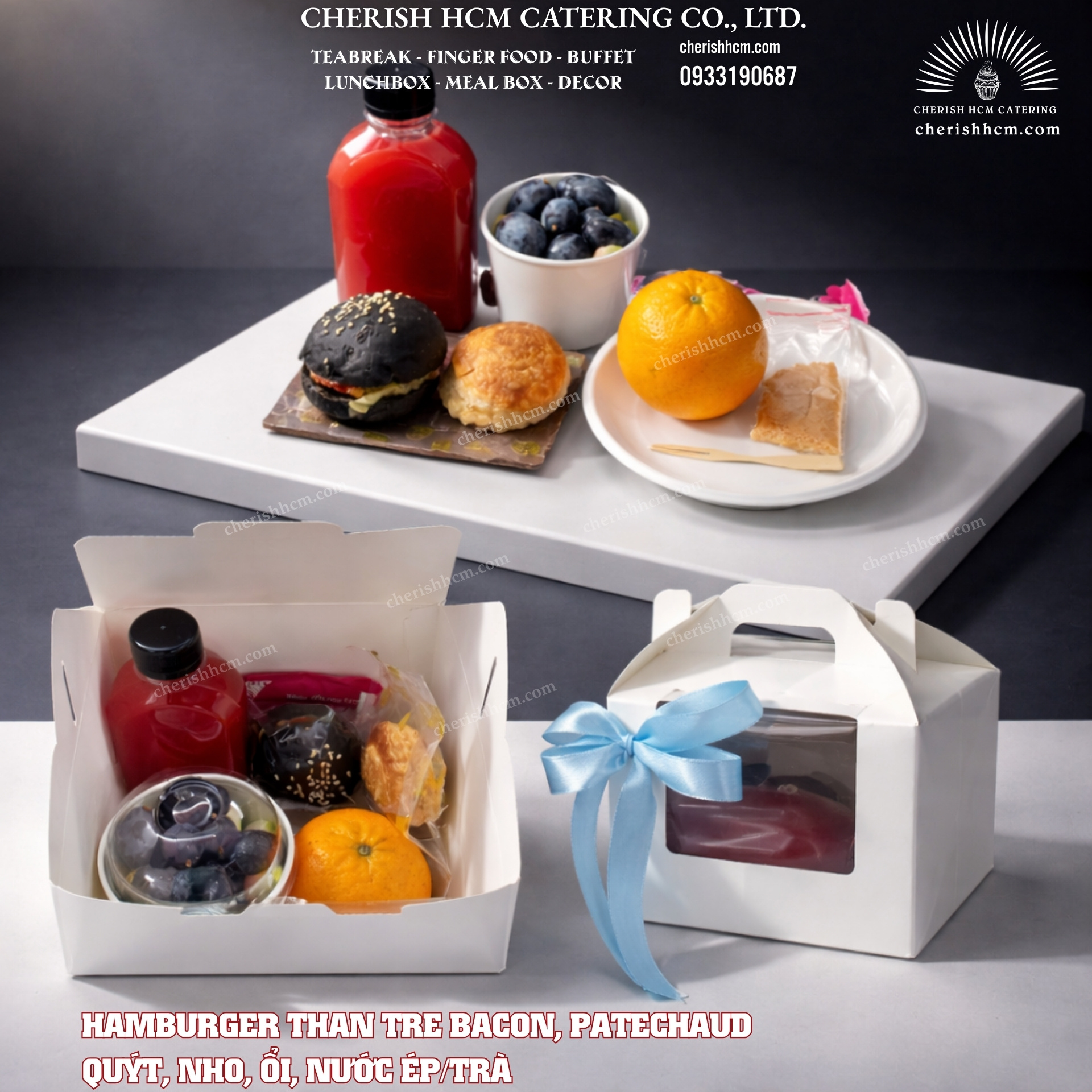 24624 Teabreak box 2 Bánh mặn, 2 Trái cây, Nước ép