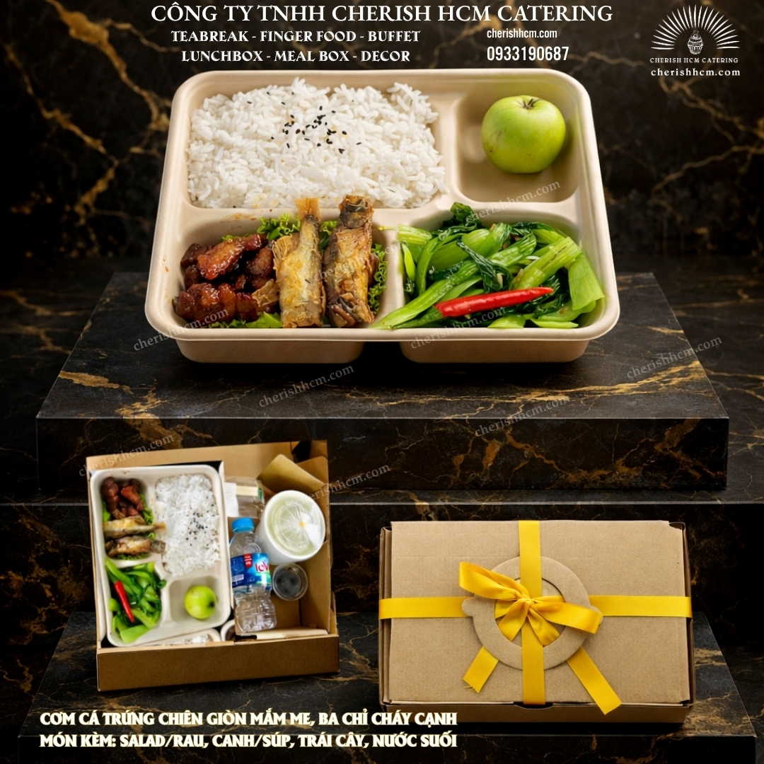 191024 Set lunch Tập huấn - Cơm ba chỉ cháy cạnh + cá trứng chiên giòn