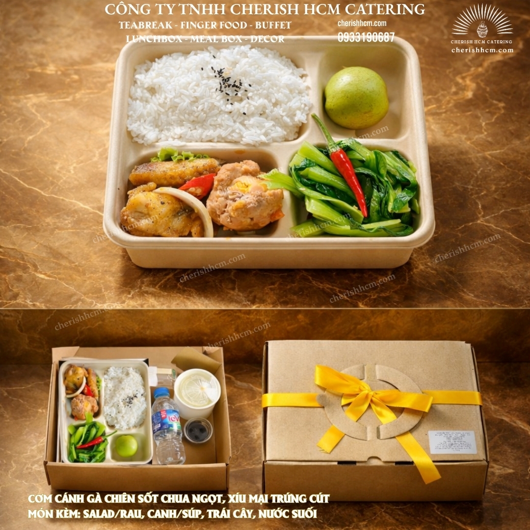 191024 Set lunch Bồi dưỡng - Cơm xíu mại trứng cút + gà chiên sốt chua ngọt