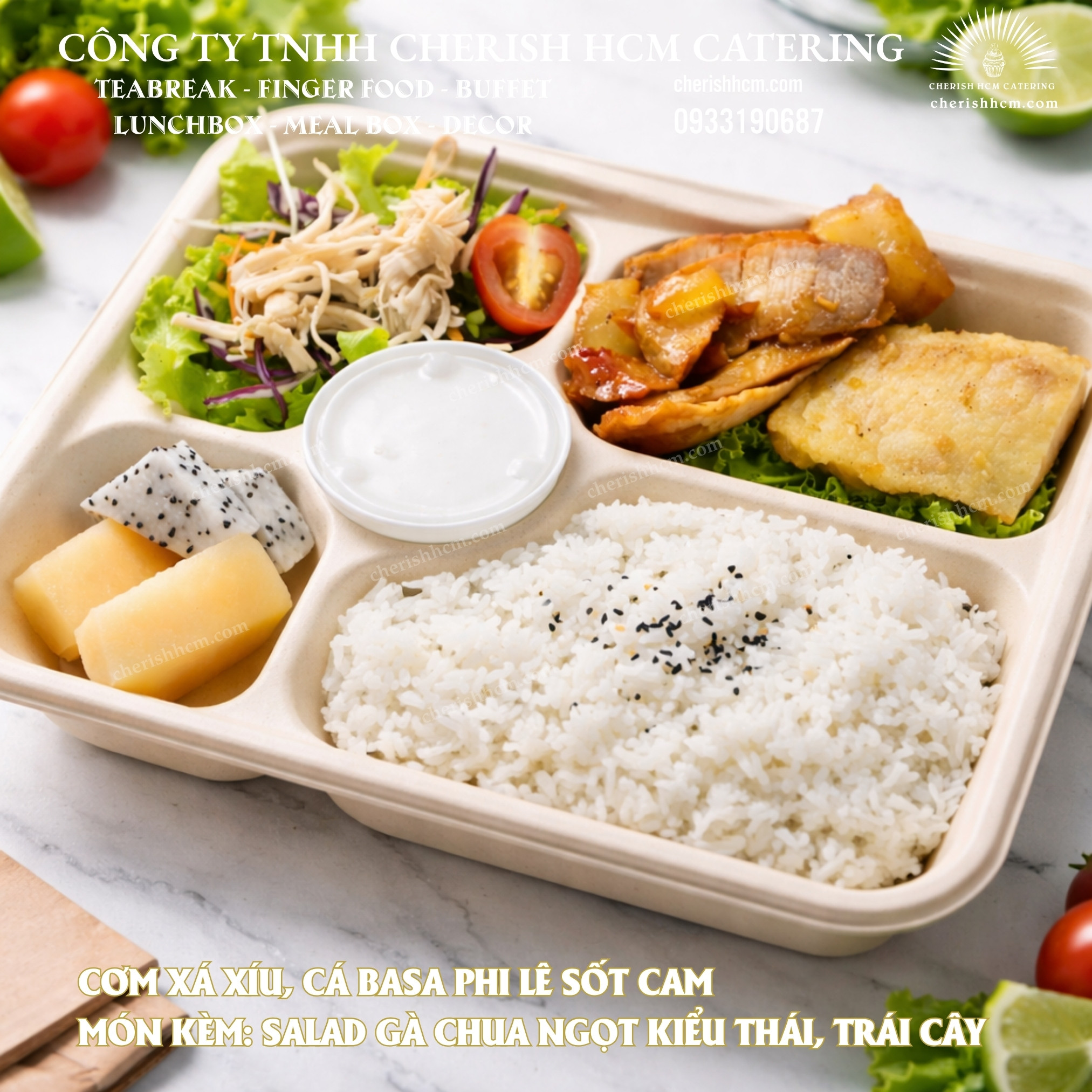 14824 Set Lunch - Cơm Xá xíu, cá basa phi lê sốt cam