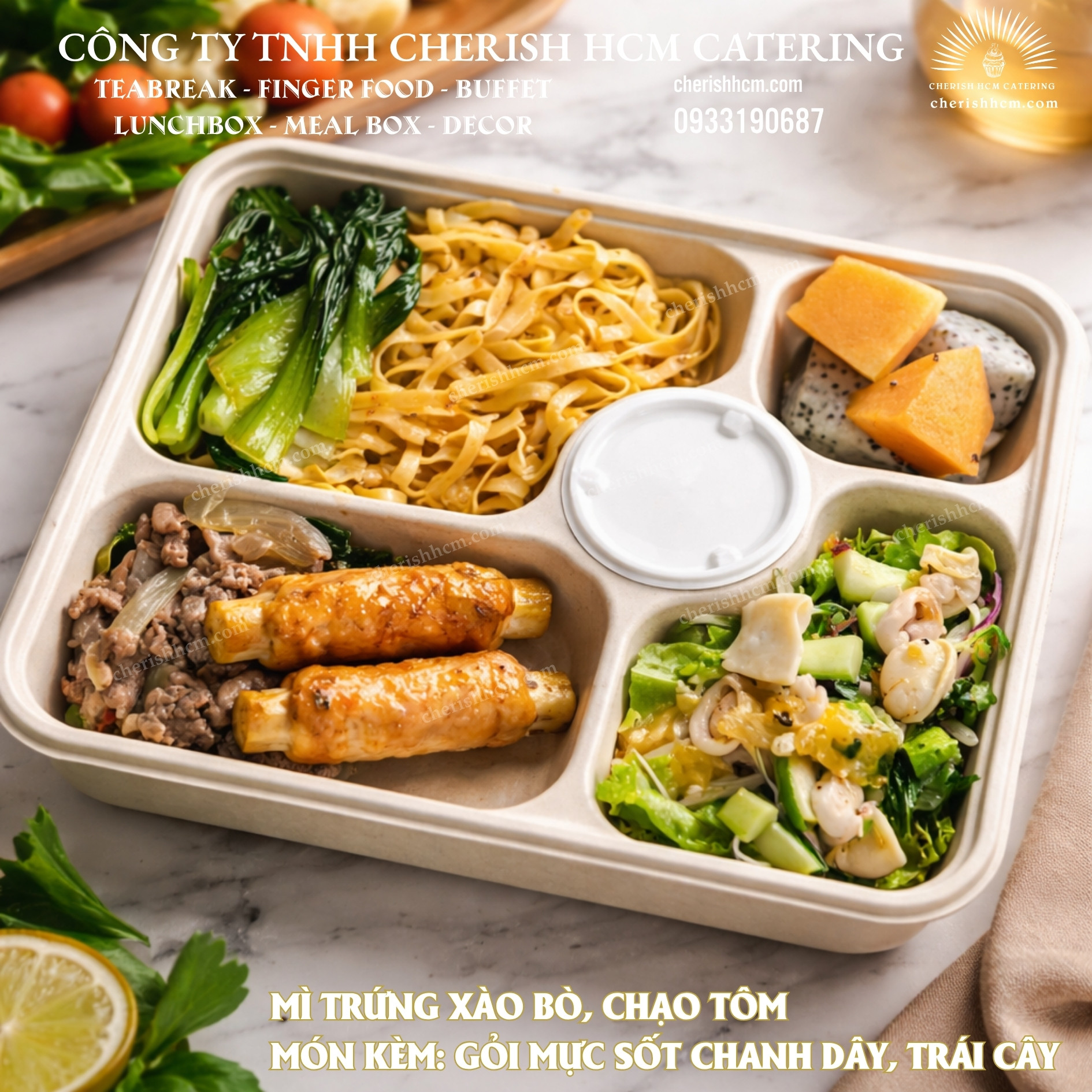 15824 Set Lunch - Mì trứng xào bò, chạo tôm