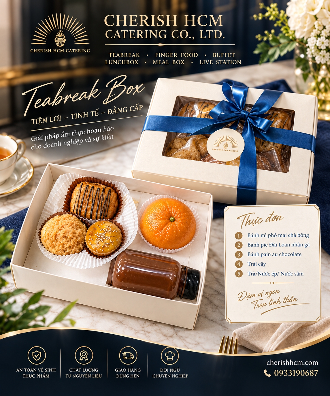 16626 Teabreak box 3 bánh, 1 trái cây, 1 nước