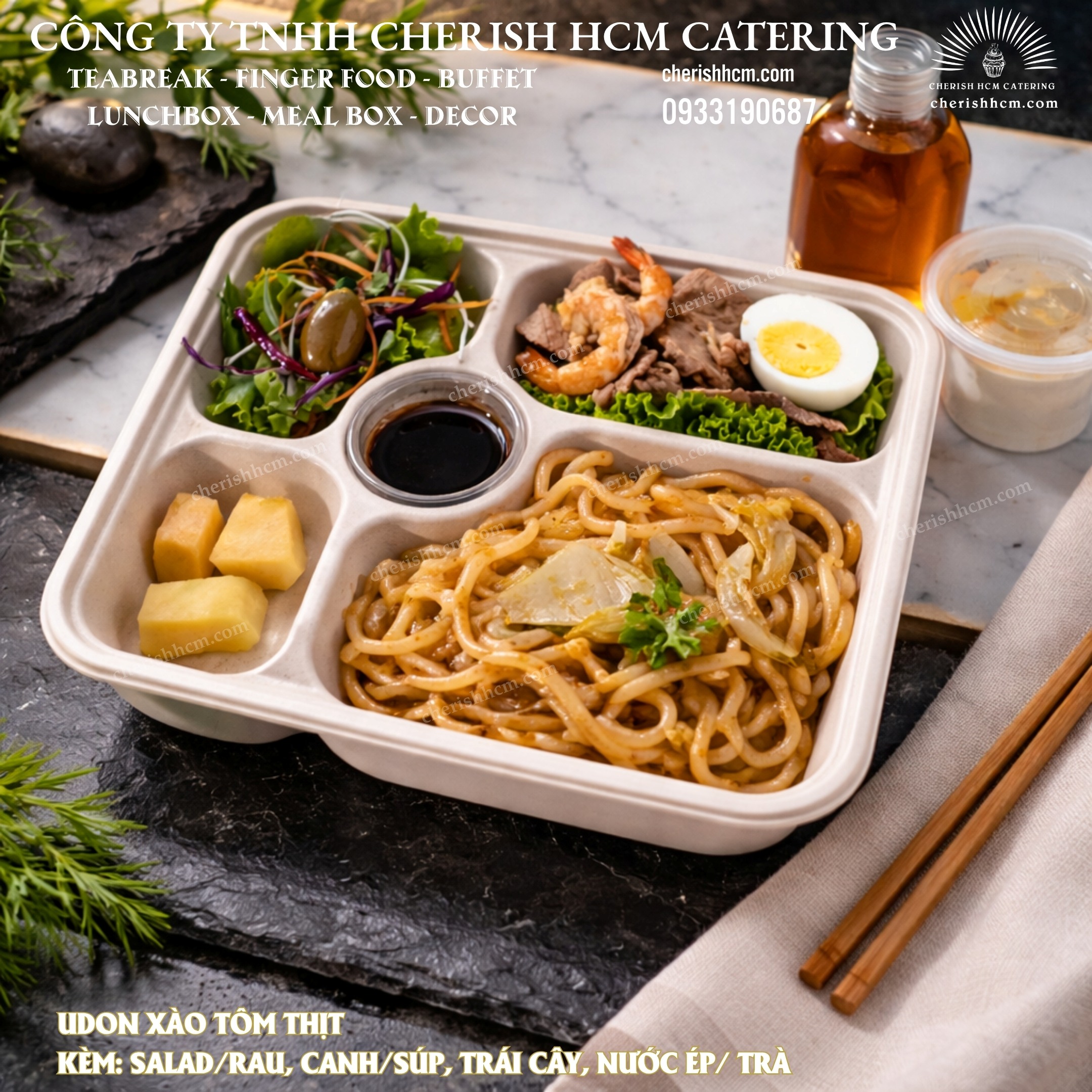 28824 Set Lunch Gleeful Mì Udon xào tôm thịt - Stir-fried udon with shrimp and pork