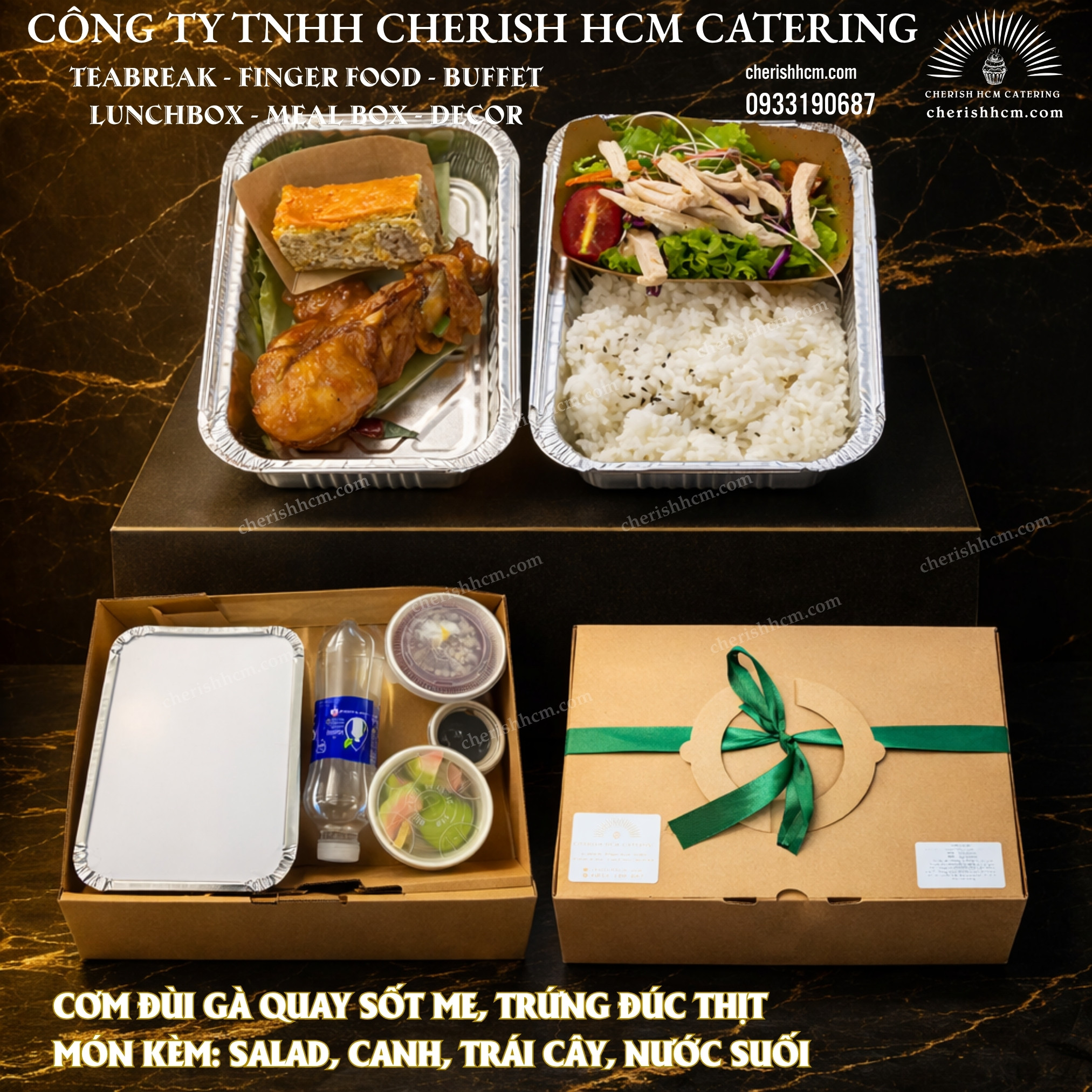 281025 Cơm đùi gà quay sốt me, trứng đúc thịt