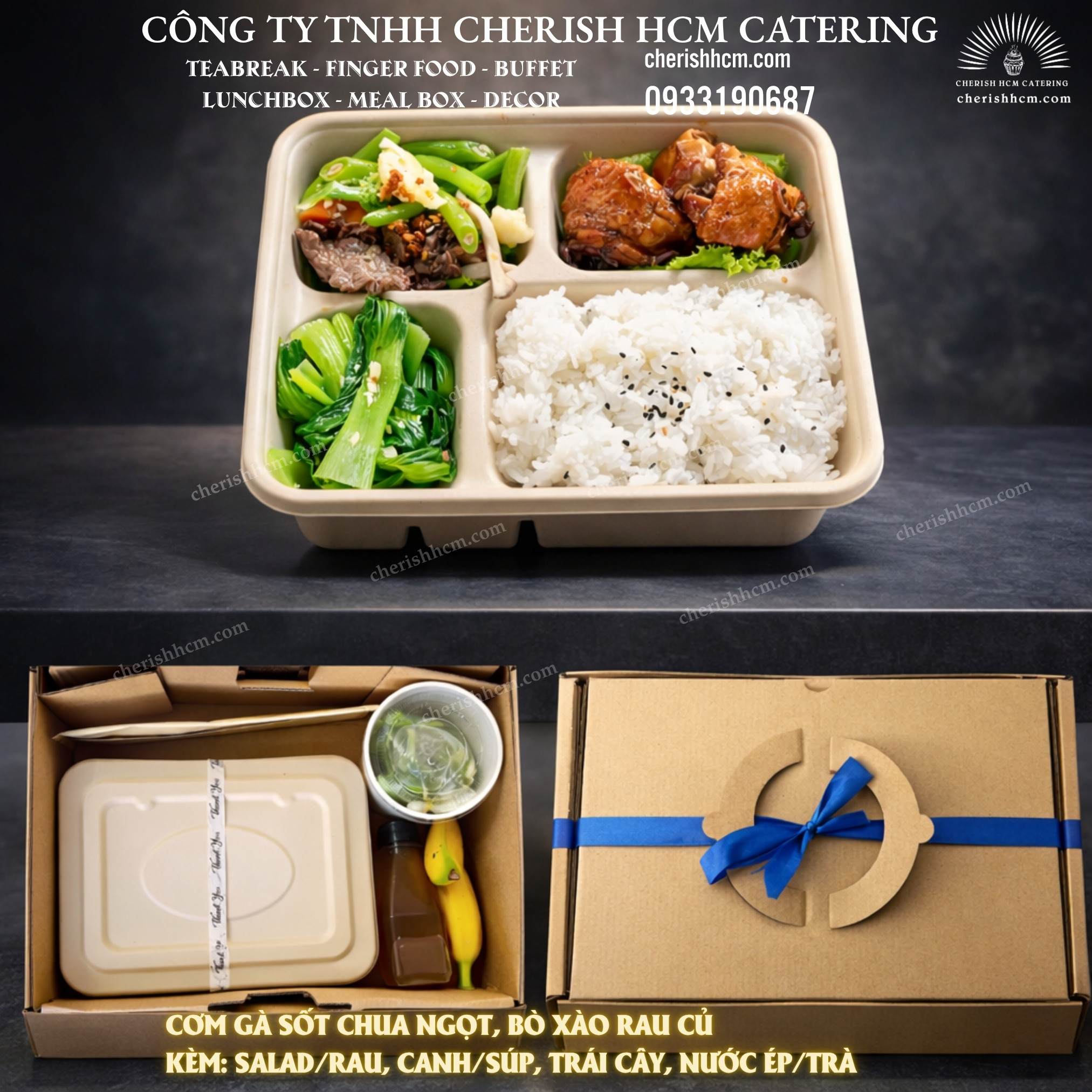 071124 Lunch Box- Social Box Cơm Gà sốt chua ngọt, bò xào rau củ