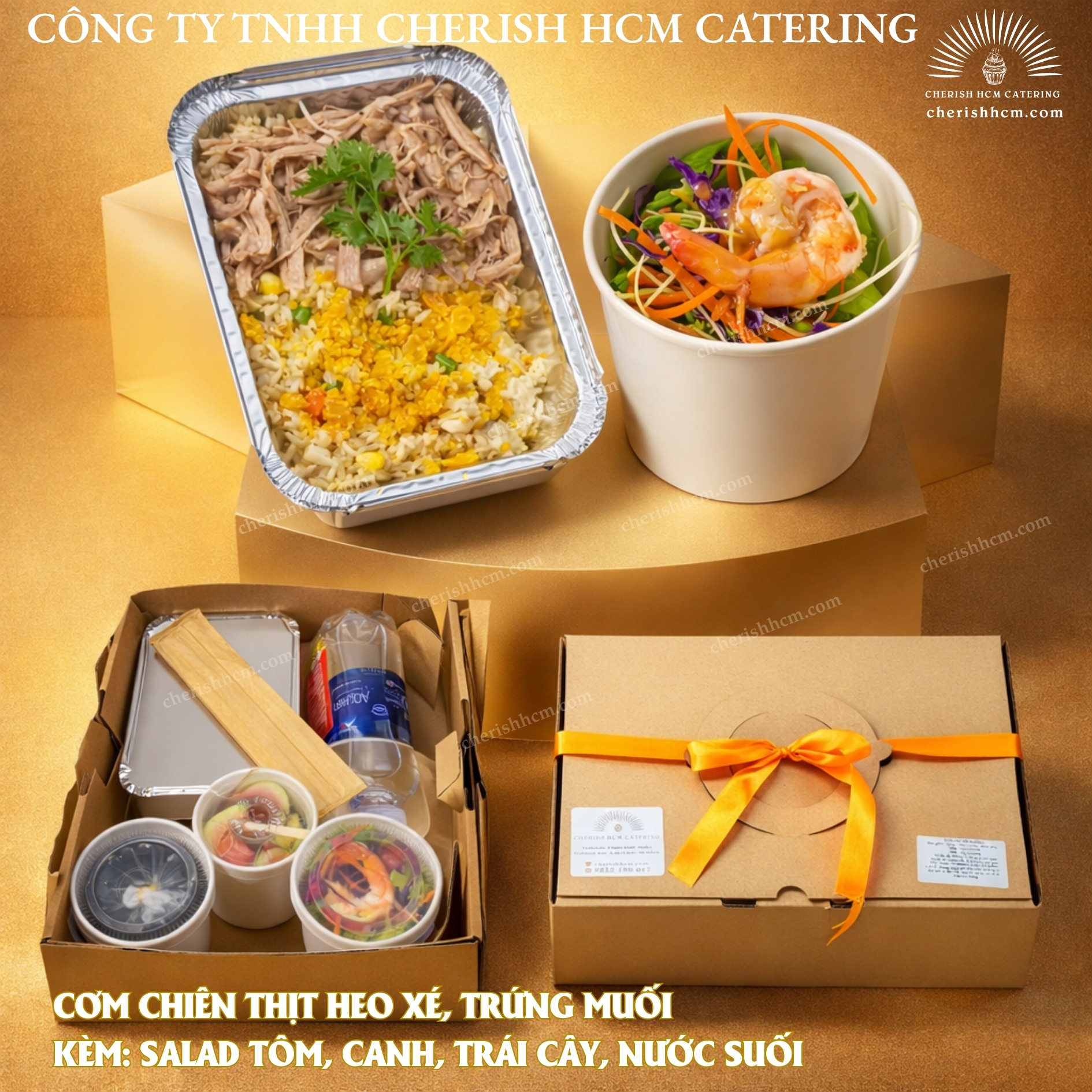 081025 Lunch box Cơm chiên thịt heo xé và trứng muối/Fried Rice with Shredded Pork and Salted Egg