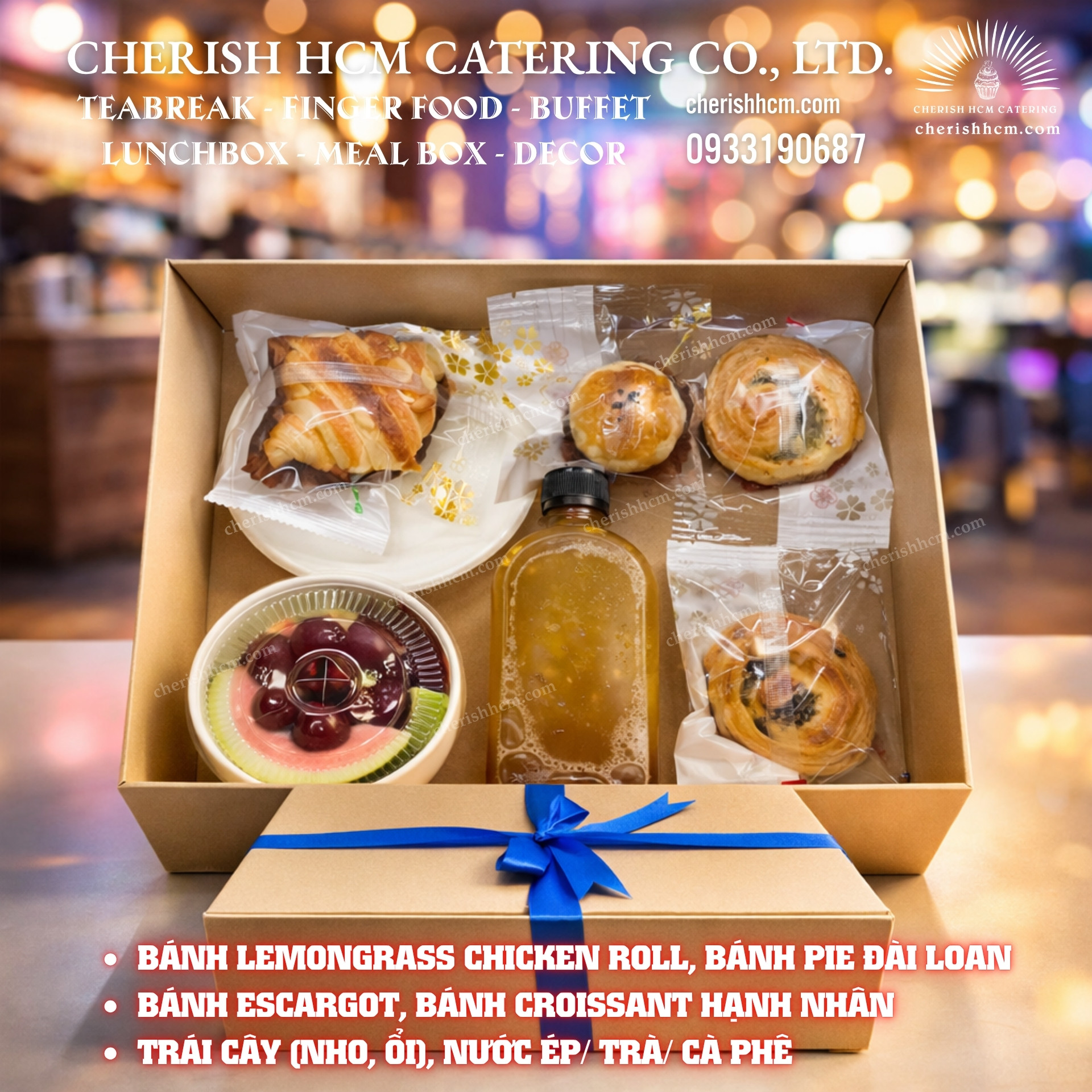 02425 Teabreak Box 4 Bánh, Trái cây, Trà