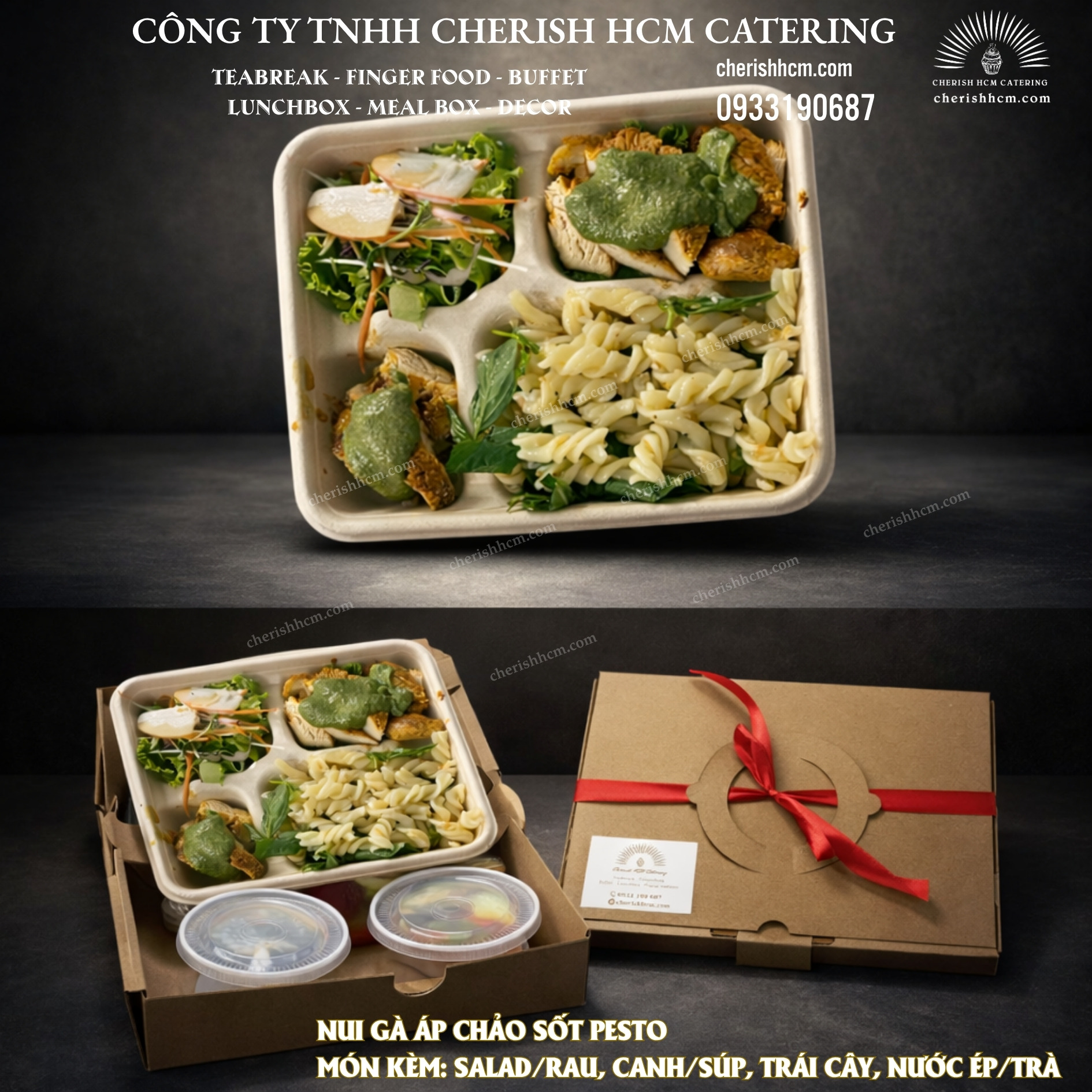 05825 Nui gà áp chảo sốt pesto