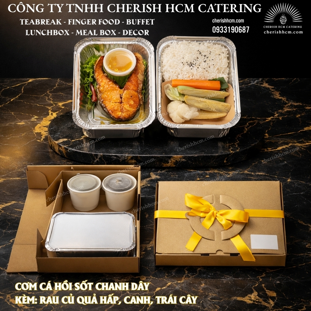 081024 Set lunch Nutri box - Cơm Cá hồi sốt chanh dây/ Salmon with passion fruit sauce with Rice