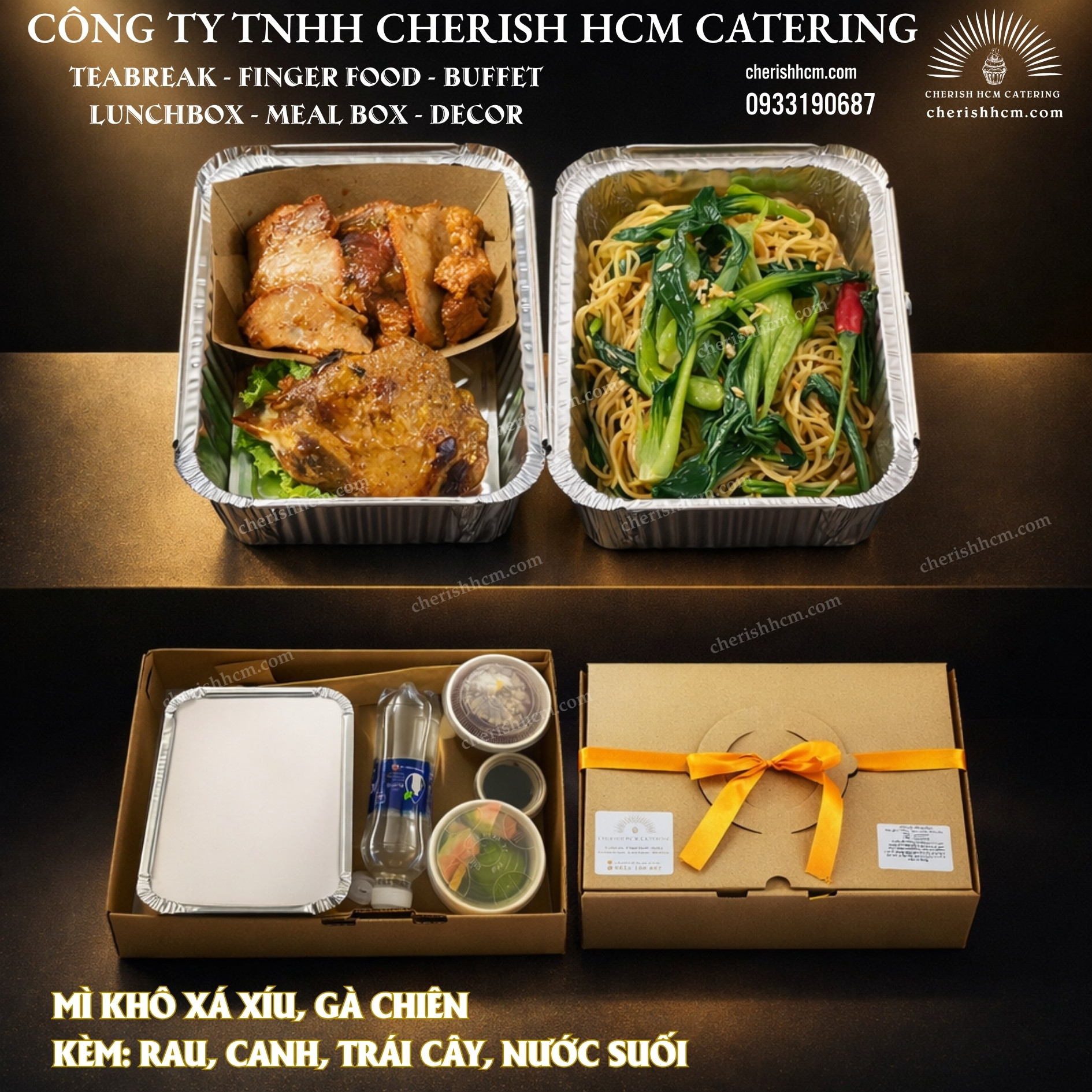 121125 Lunch Box Mì khô xá xíu, gà chiên/Dry Egg Noodles with Char Siu and Fried Chicken