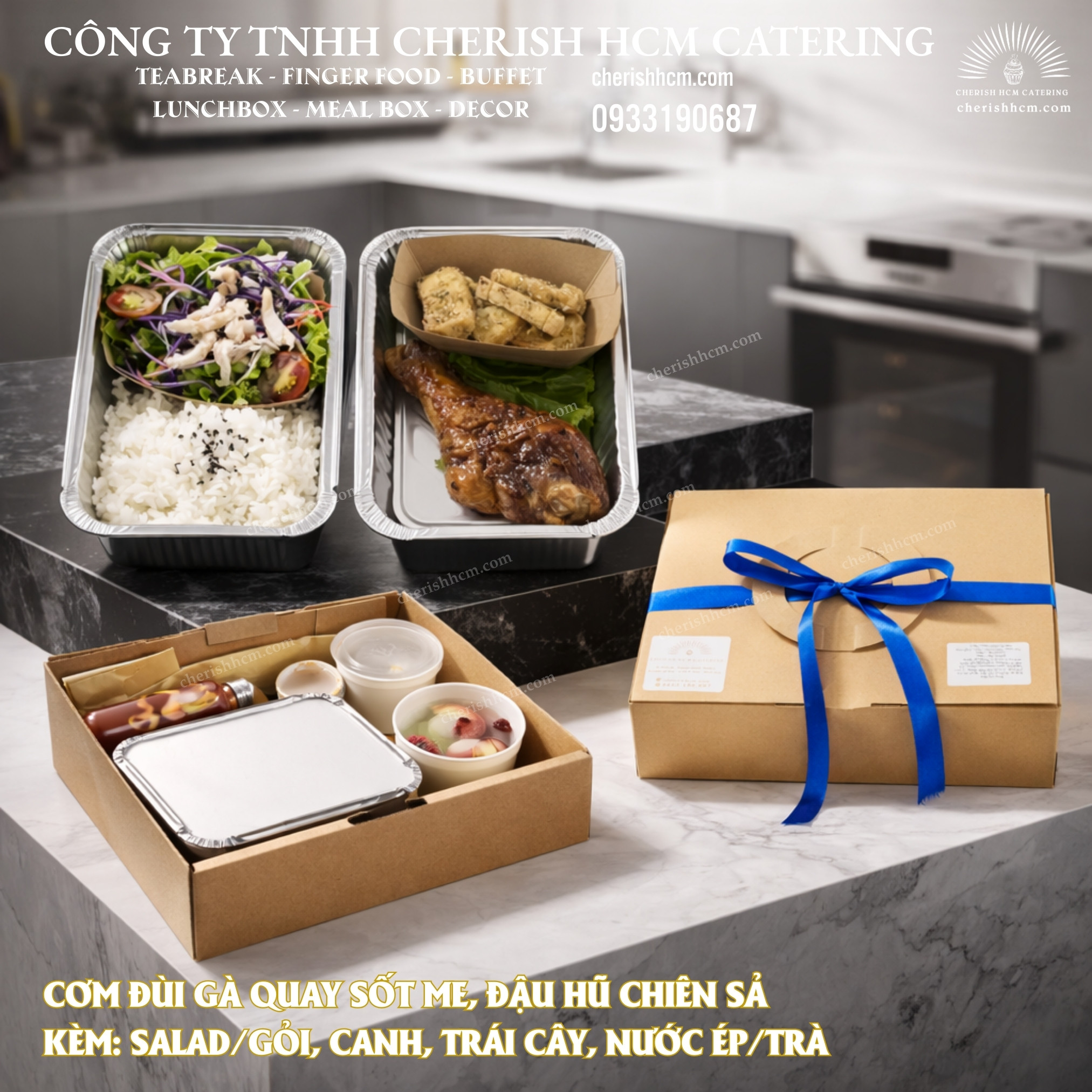 281025 Cơm đùi gà quay sốt me, đậu hũ chiên sả