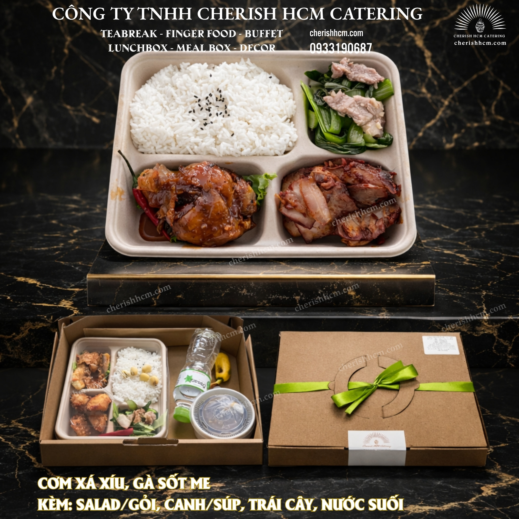 23425 Set Lunch Cơm xá xíu - Gà sốt me/Char Siu & Tamarind Chicken Rice