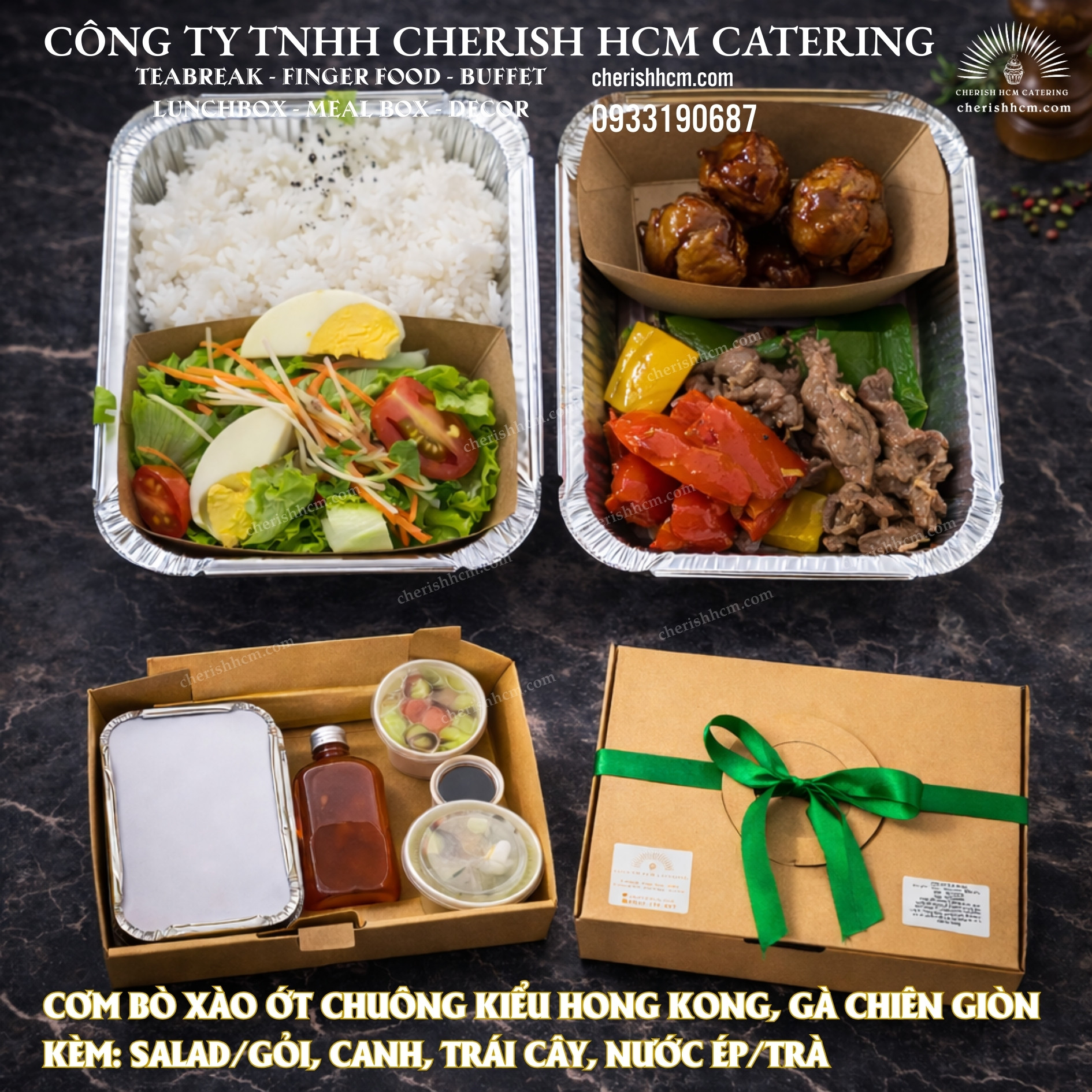240126 Lunch Box Balanced Cơm Bò xào ớt chuông kiểu Hong Kong, gà chiên giòn