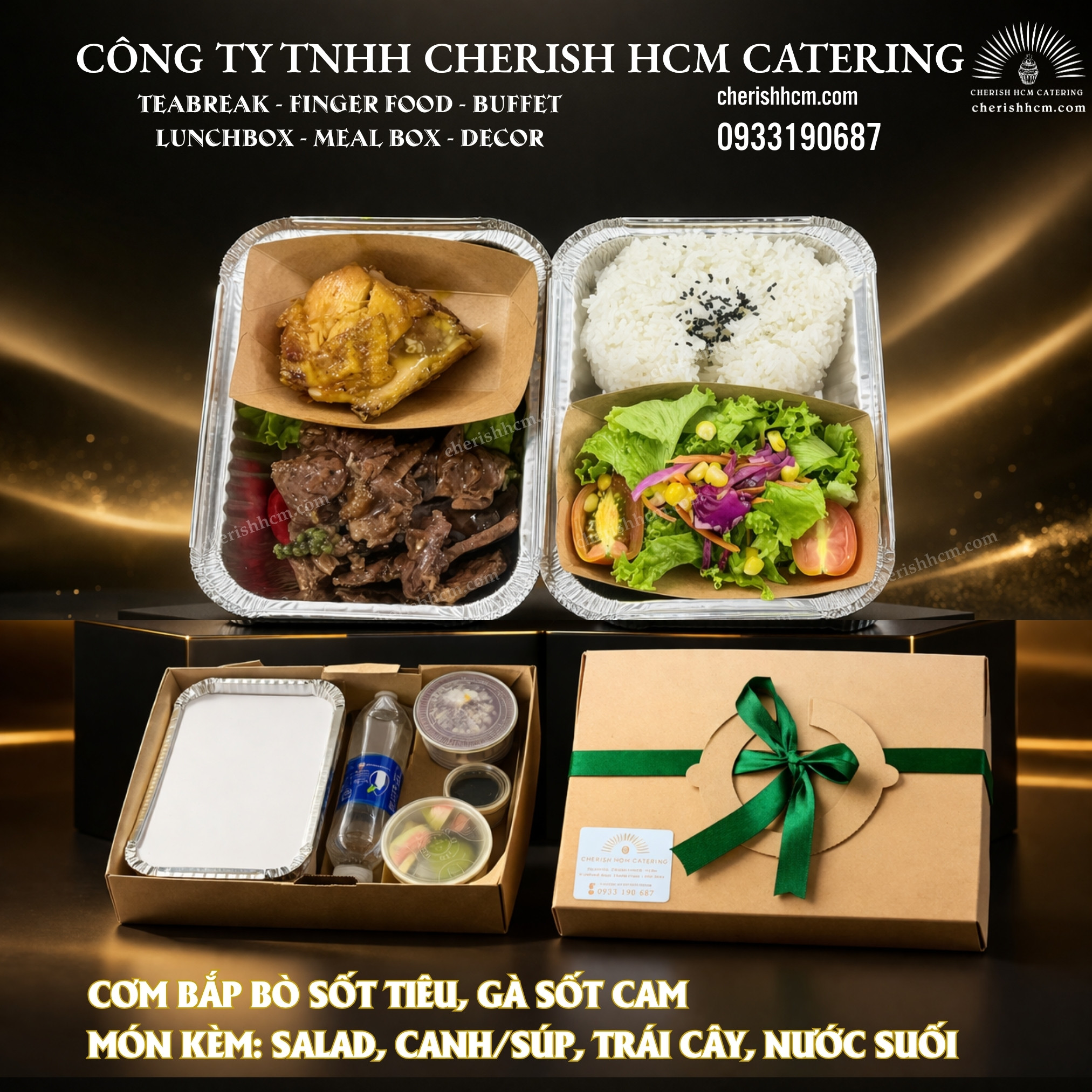 071125 Cơm bò sốt tiêu xanh, gà sốt cam/ Beef with green pepper sauce, chicken with orange sauce and rice