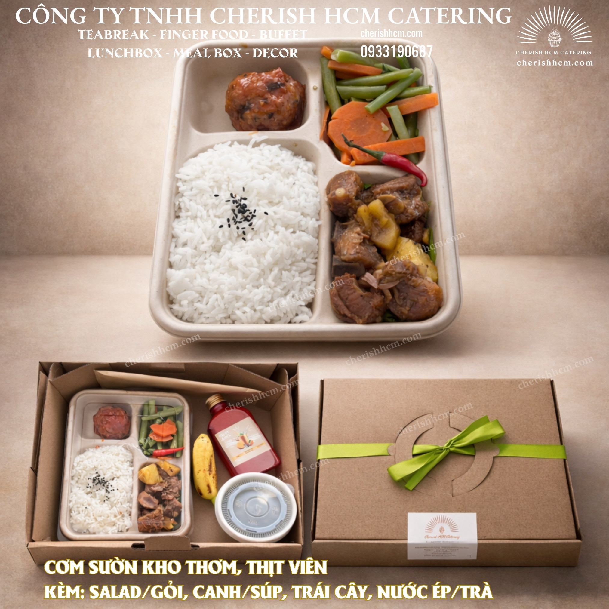 23425 Set lunch Cơm Sườn Kho Thơm, Xíu mại/Braised Pork Ribs with Pineapple over Rice