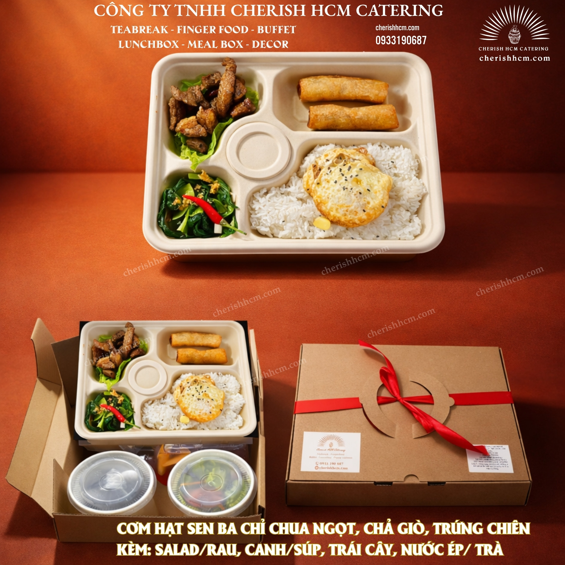 191224 Lunch box Stamina - Cơm ba chỉ chua ngọt, Chả giò/Spring rolls, sweet and sour pork belly with Rice