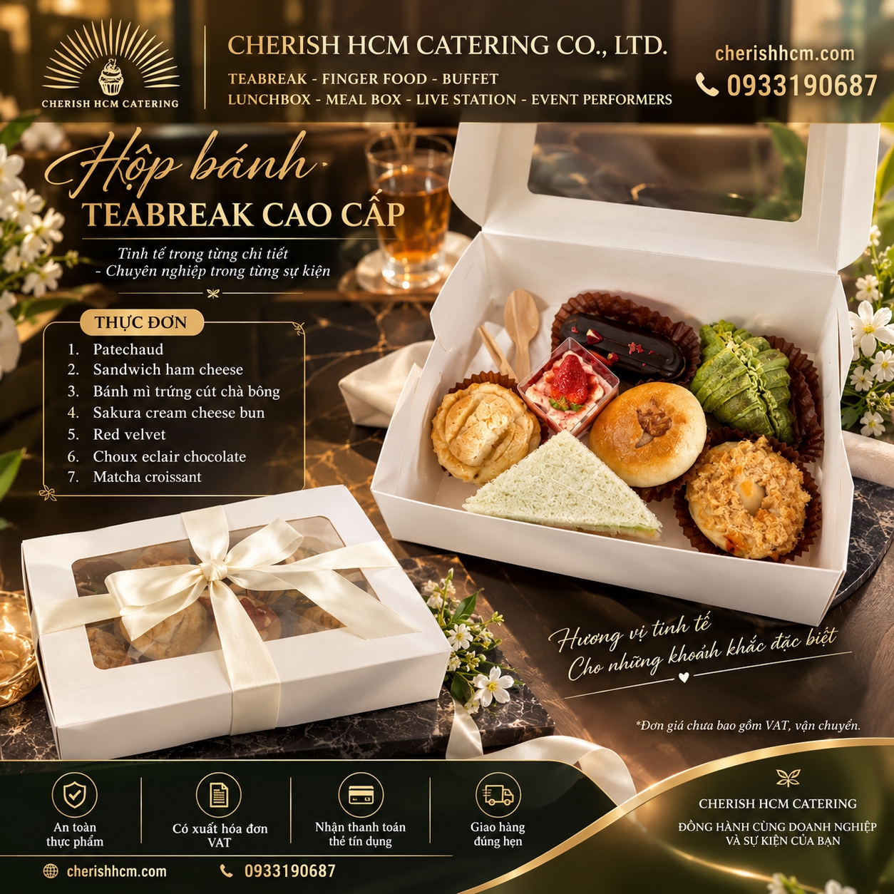 23926 Teabreak box - 3 bánh mặn 4 bánh ngọt