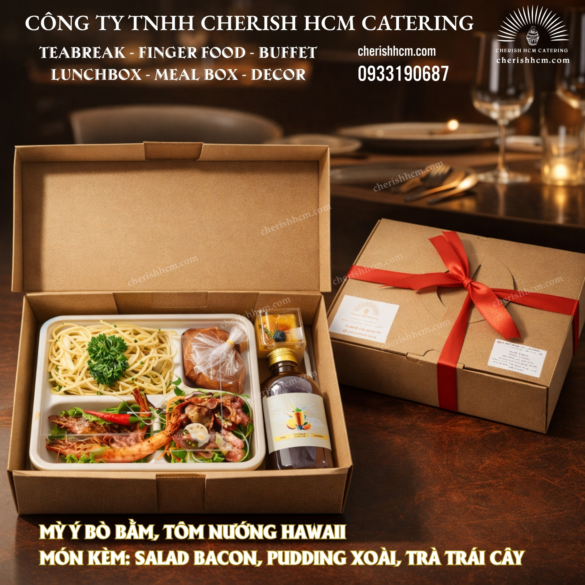 061124 Set Lunch - Nhiệt đới/ Tropical vibe Mỳ ý bò bằm, Tôm nướng Hawaii/Spaghetti Bolognese,  Hawaiian Grilled Prawns