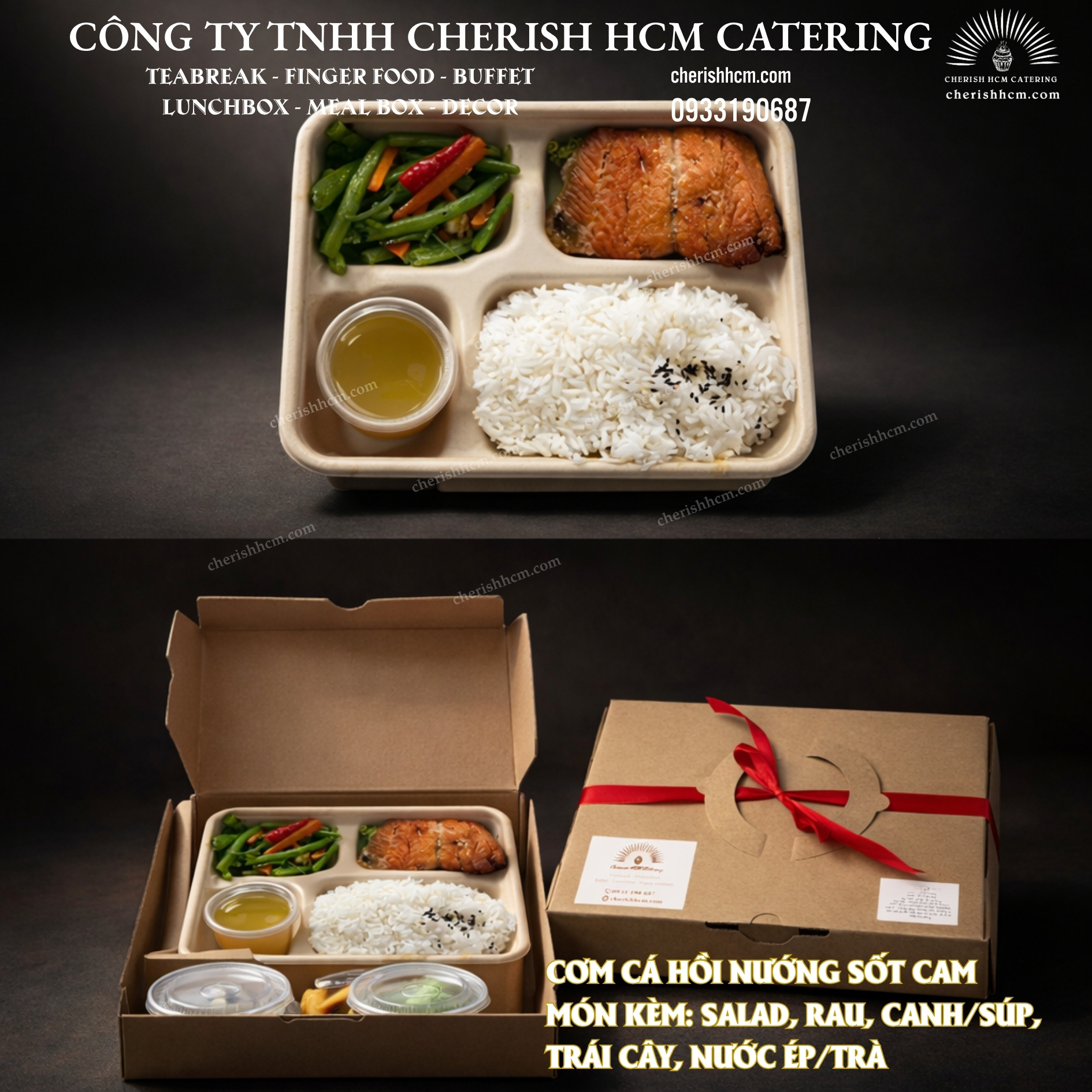 05825 Cơm Cá hồi nướng sốt cam