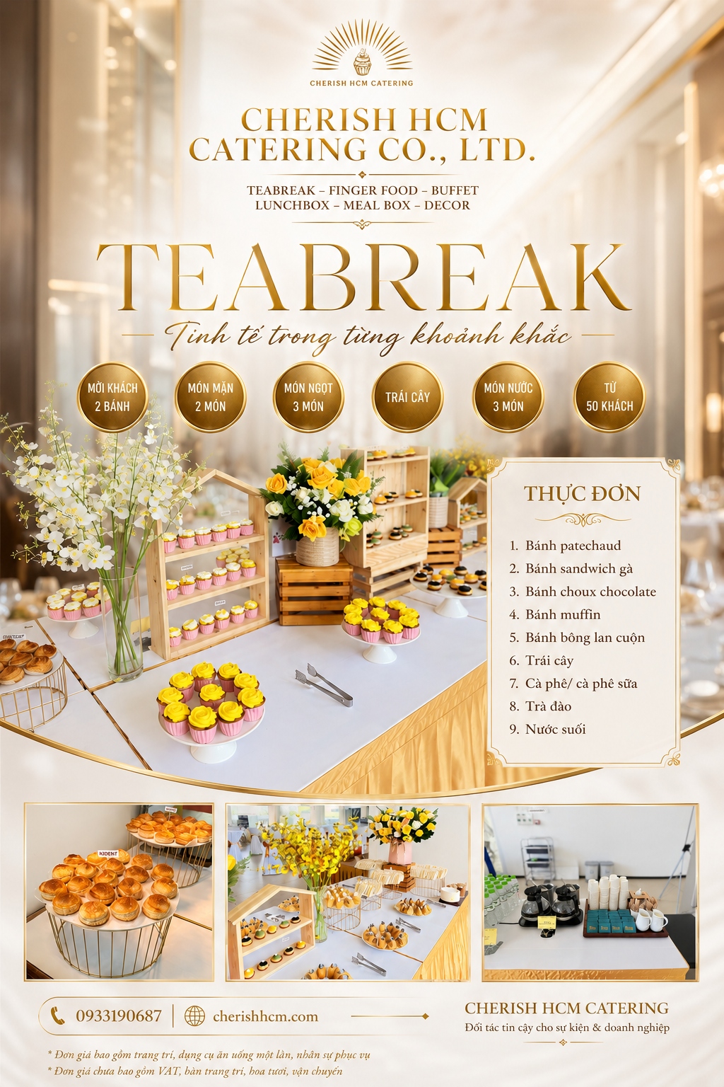 260225S Teabreak Chill Mỗi khách 2 bánh, 5 món bánh, Trái cây, 3 món nước - Phù hợp từ 50 khách
