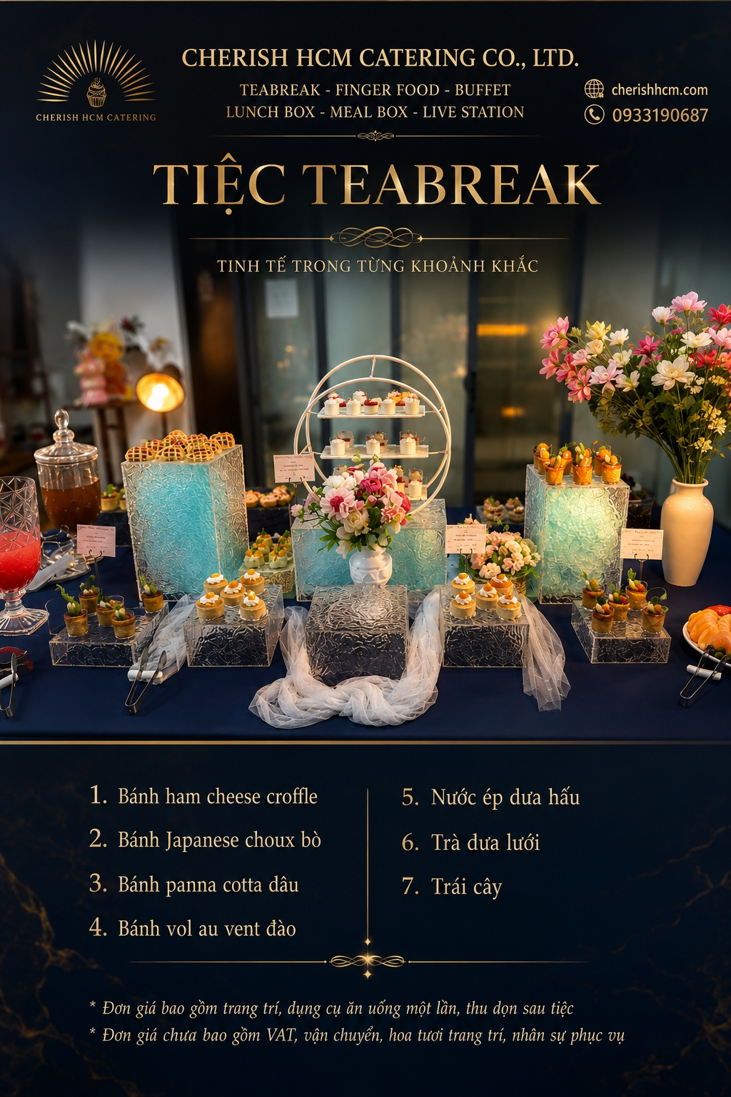 11626 Tiệc Teabreak 4 món bánh, Trái cây, Nước - Phù hợp từ 20 khách