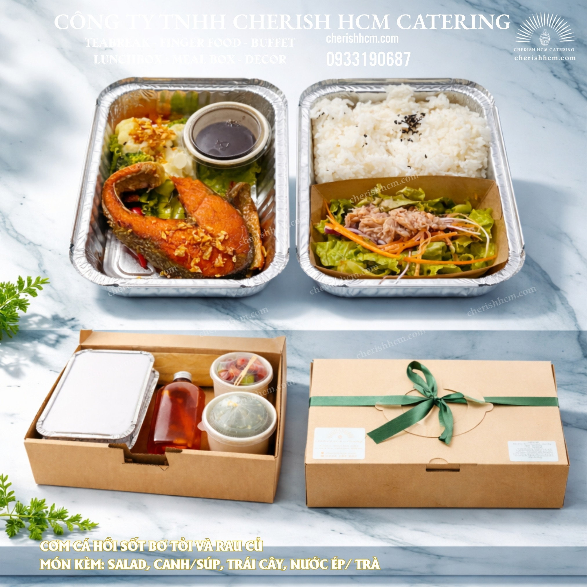 221125 Cơm Cá hồi sốt bơ tỏi và rau củ