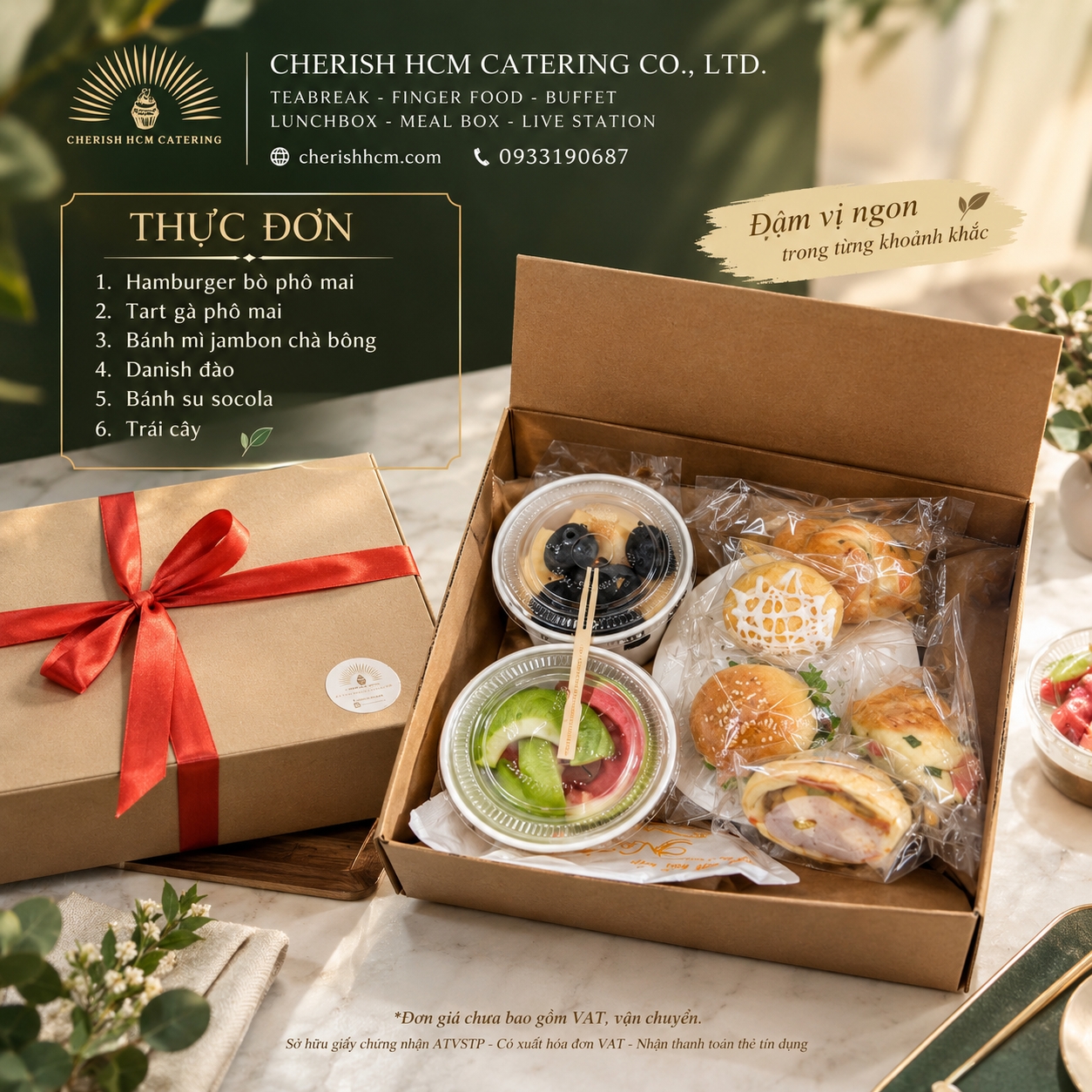 29926 Teabreak Box 3 bánh mặn 2 bánh ngọt Trái cây