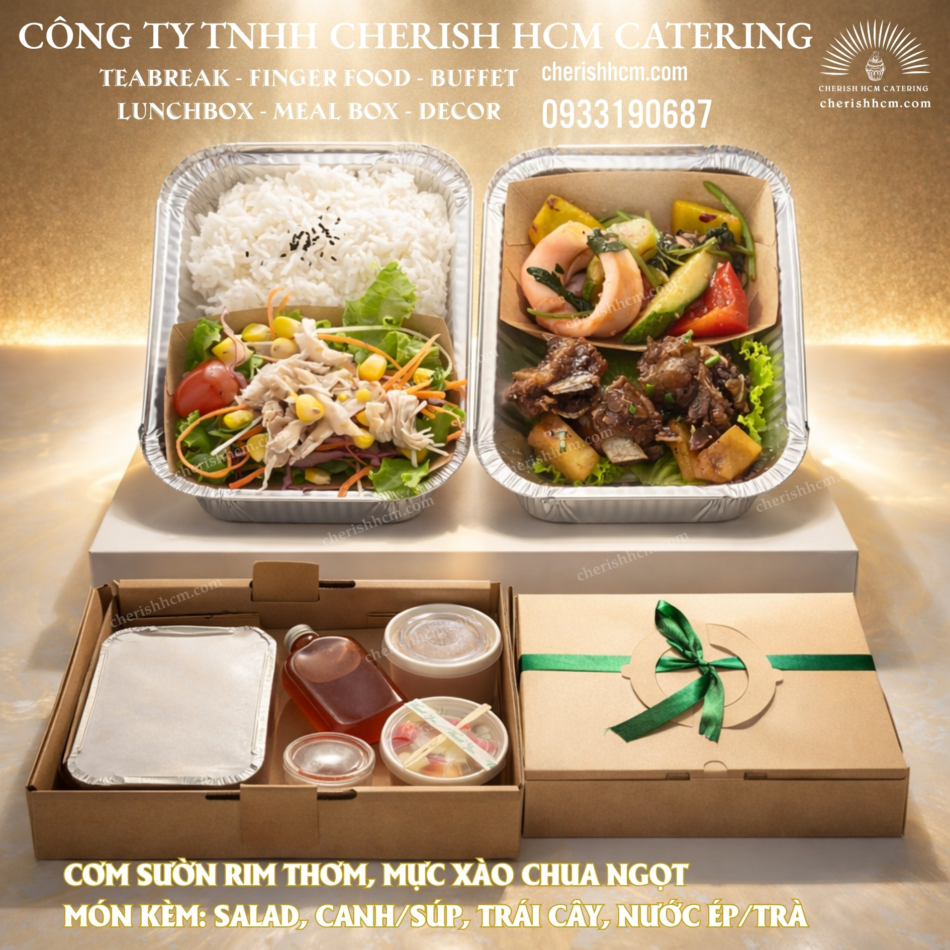 18326 Cơm sườn rim thơm, mực xào chua ngọt