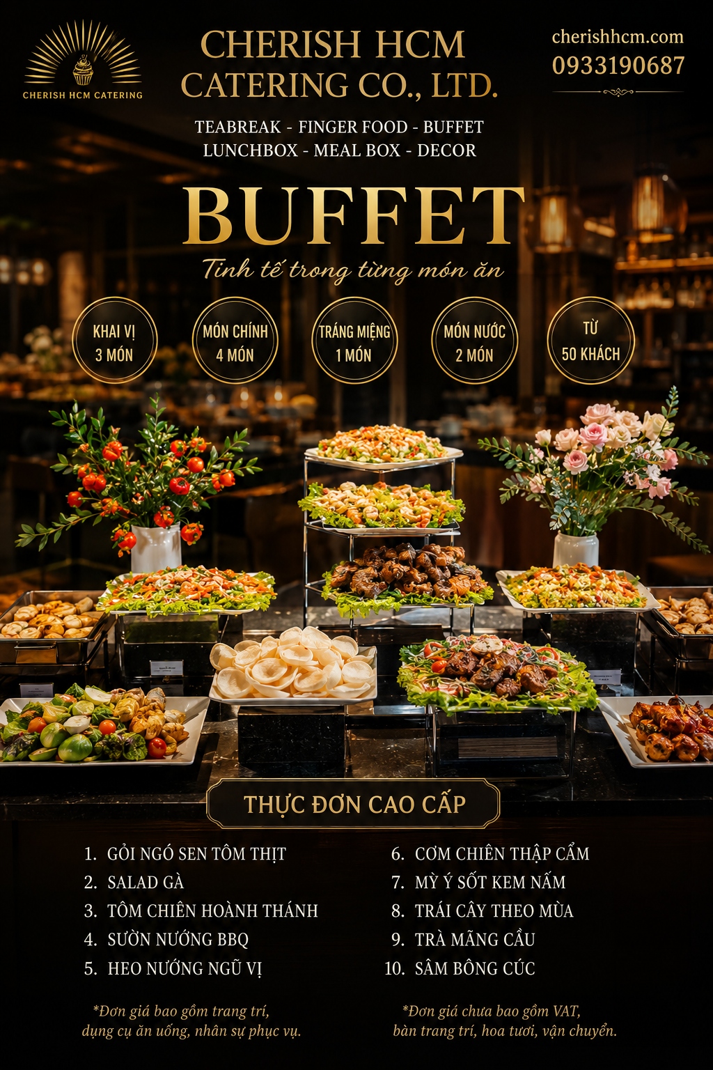 300124 Tiệc Buffet Phát Đạt - Thực đơn 8 món - Phù hợp từ 50 khách