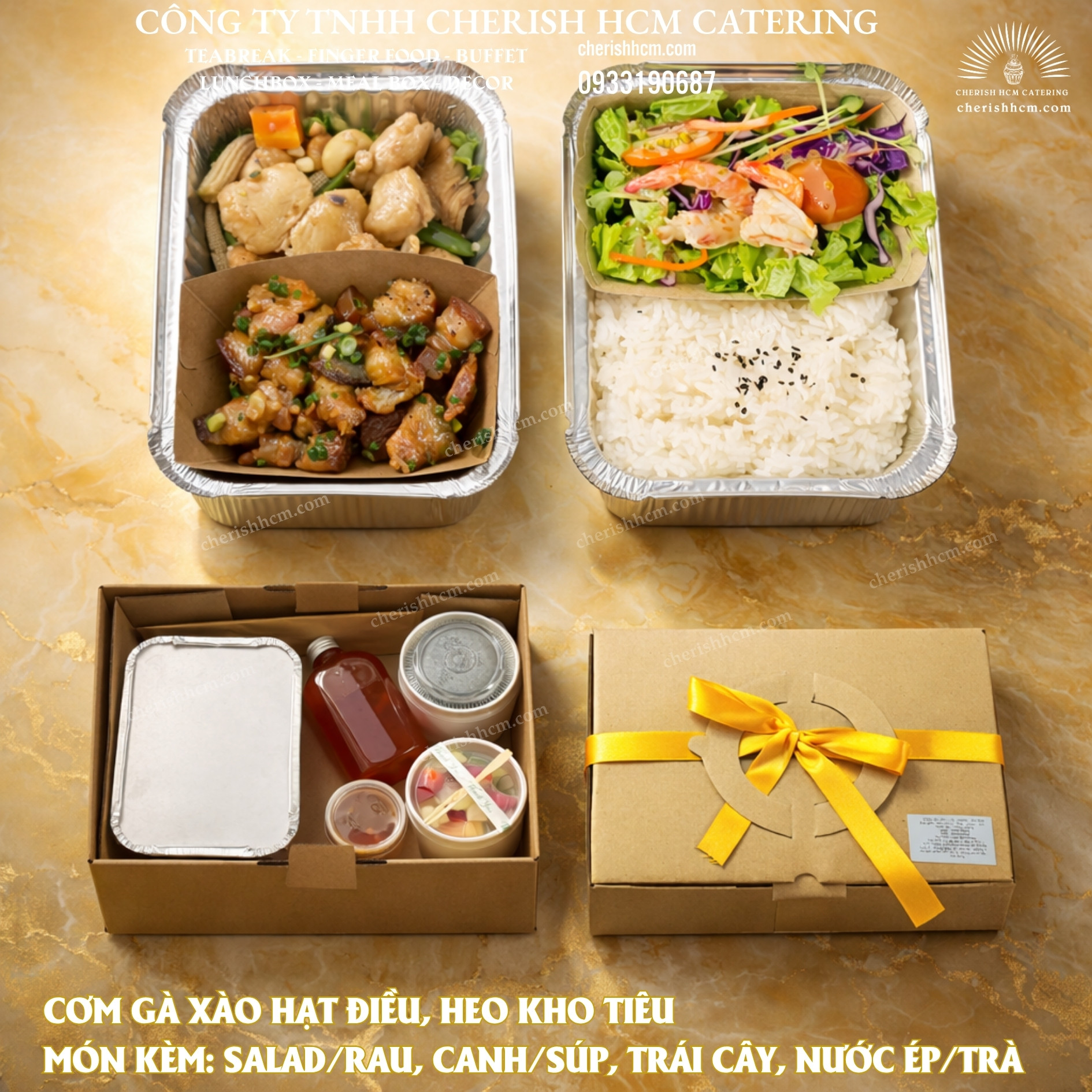 08426 Set Á Cơm Gà xào hạt điều, heo kho tiêu