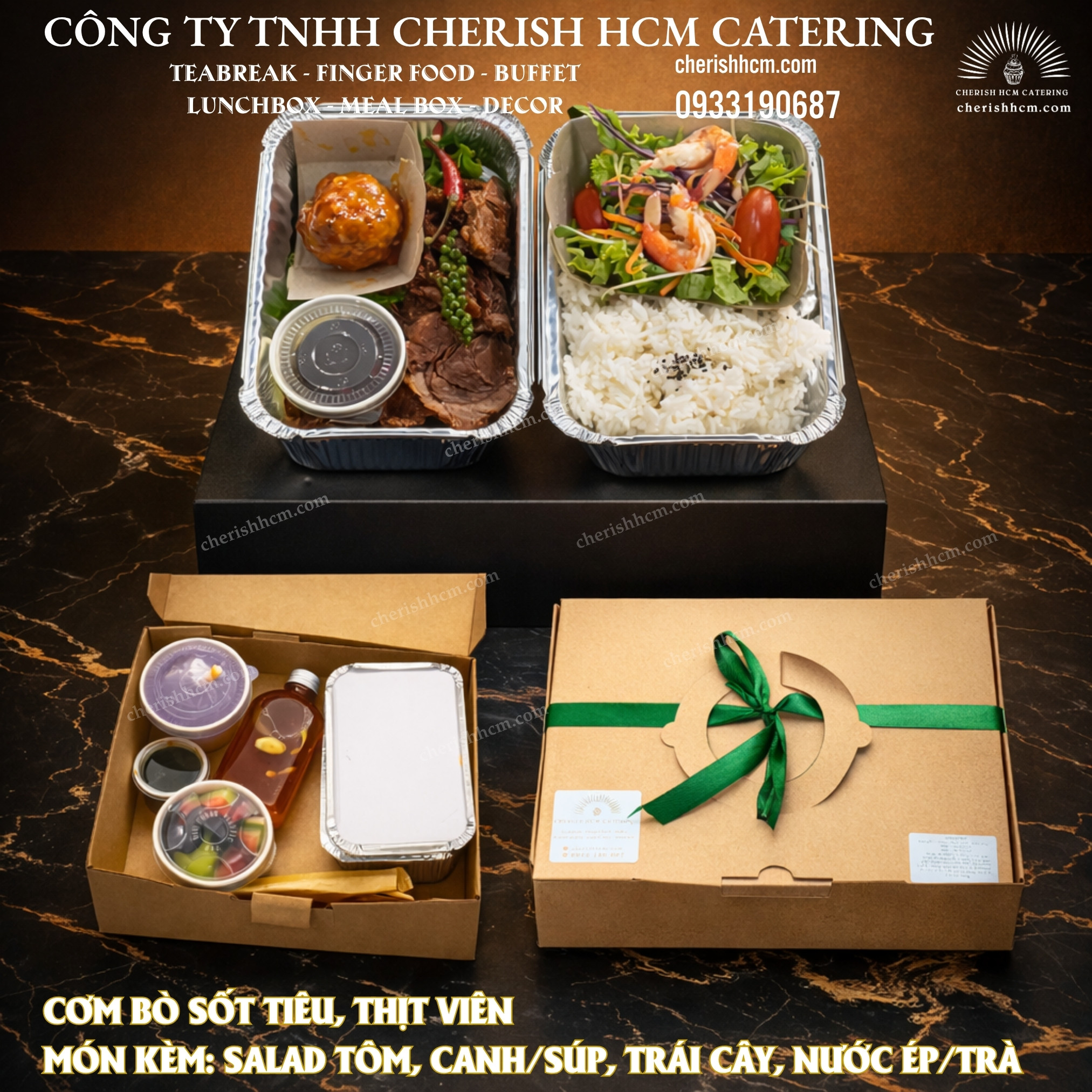 06624 Cơm bắp bò sốt tiêu, thịt viên