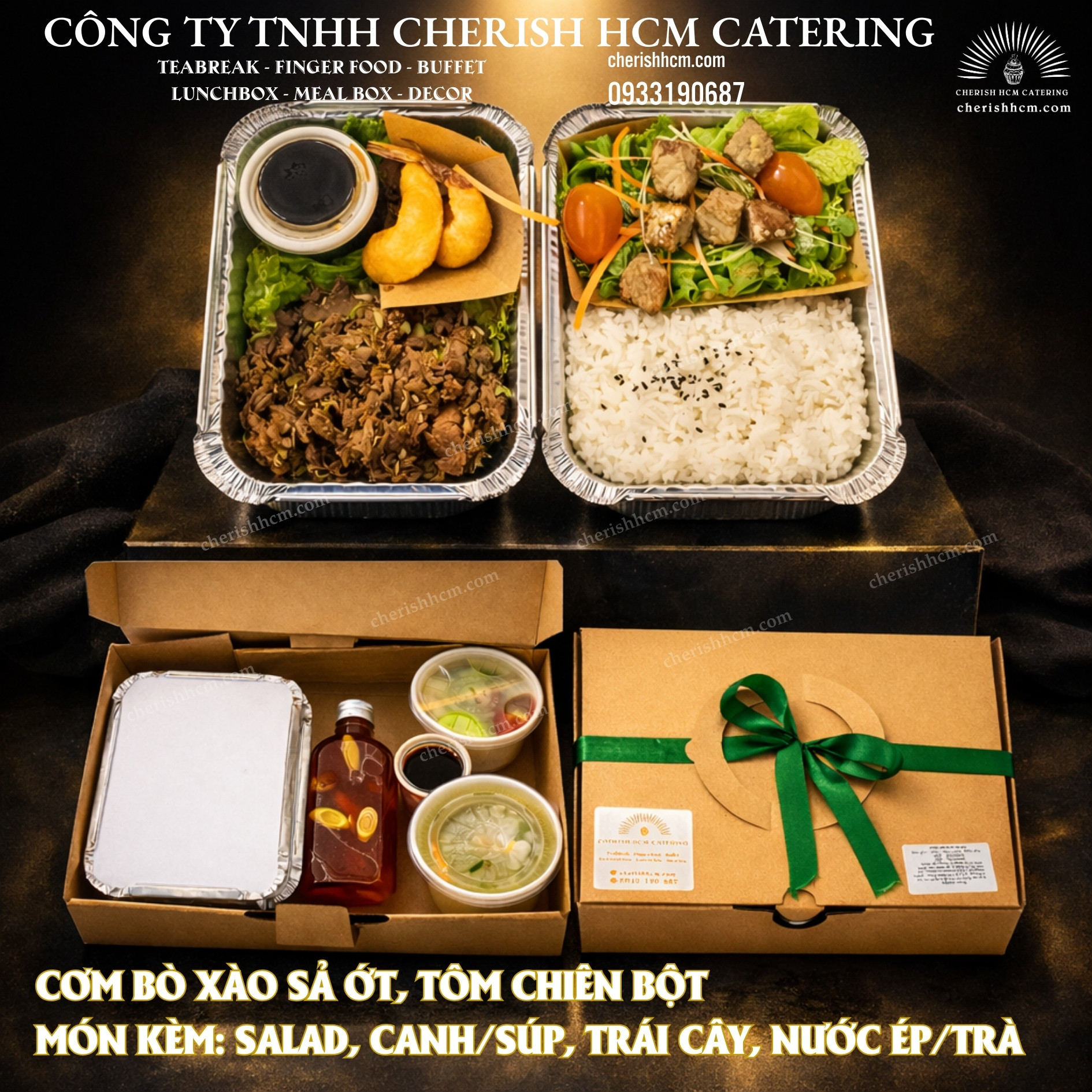 07824 Set lunch Tinh hoa - Cơm Bò xào sả ớt, Tôm chiên bột/ Rice with beef stir-fry (lemongrass & chili) and battered fried shrimp