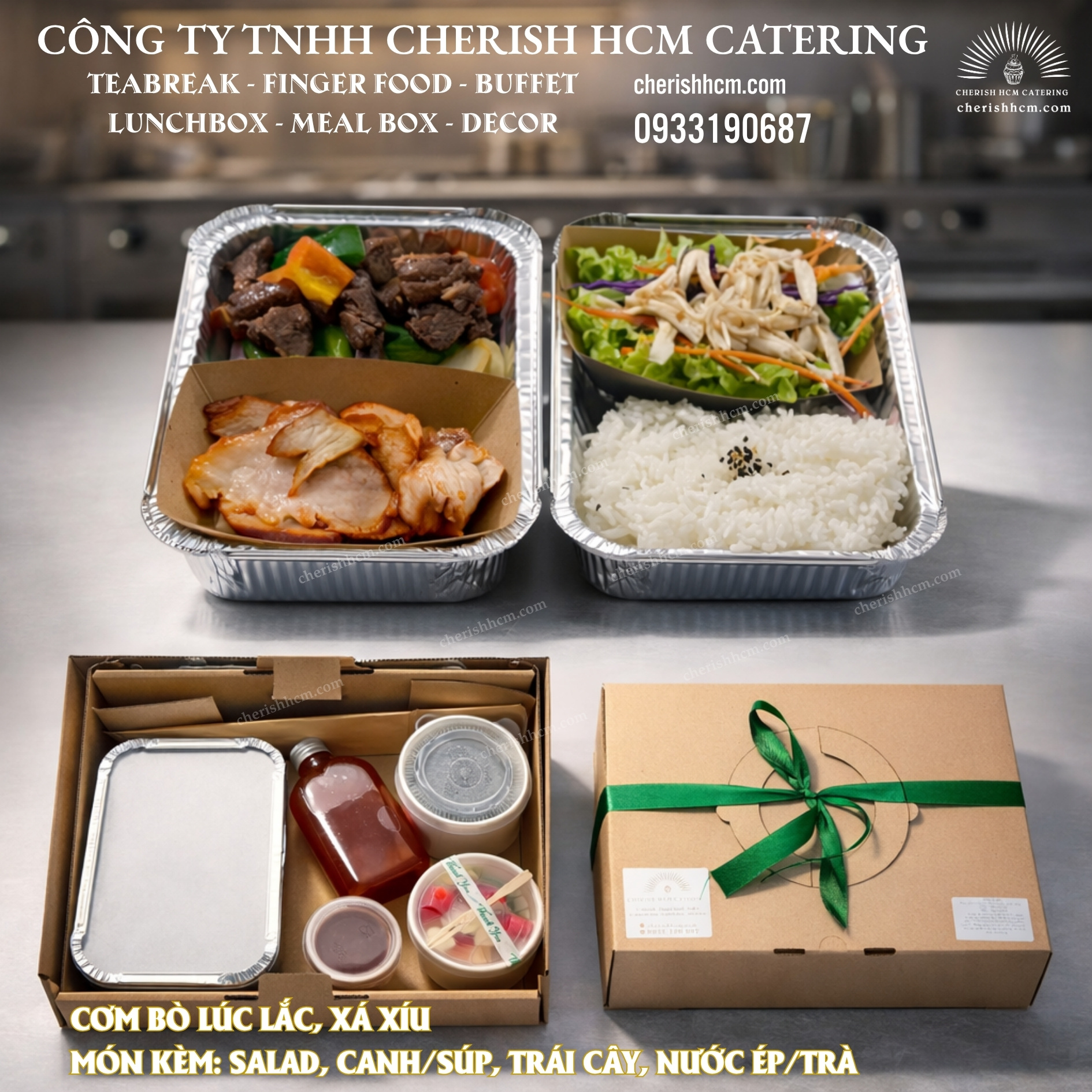 031025 Set Lunch Prominent - Cơm Bò lúc lắc, xá xíu/Rice with Sauté diced beef and Char Siu