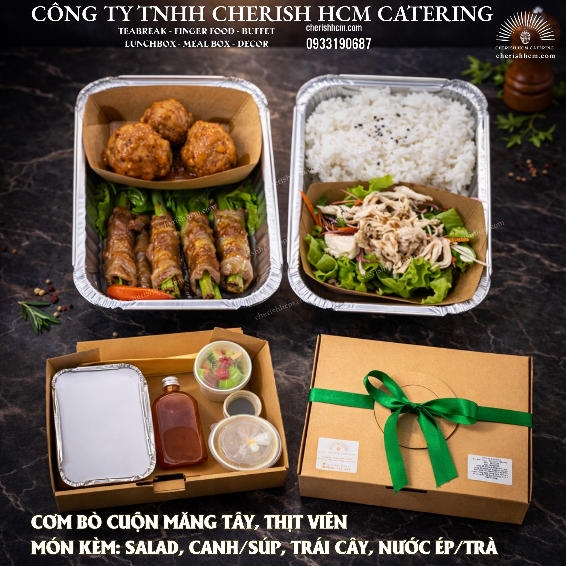 221025 Cơm Bò cuộn măng tây, Thịt viên/ Beef Rolls with Asparagus, Meatballs and Rice