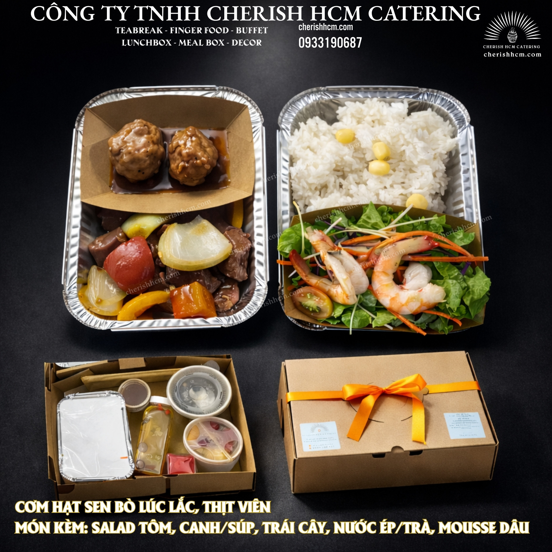 261125 Cơm hạt sen Bò lúc lắc, thịt viên