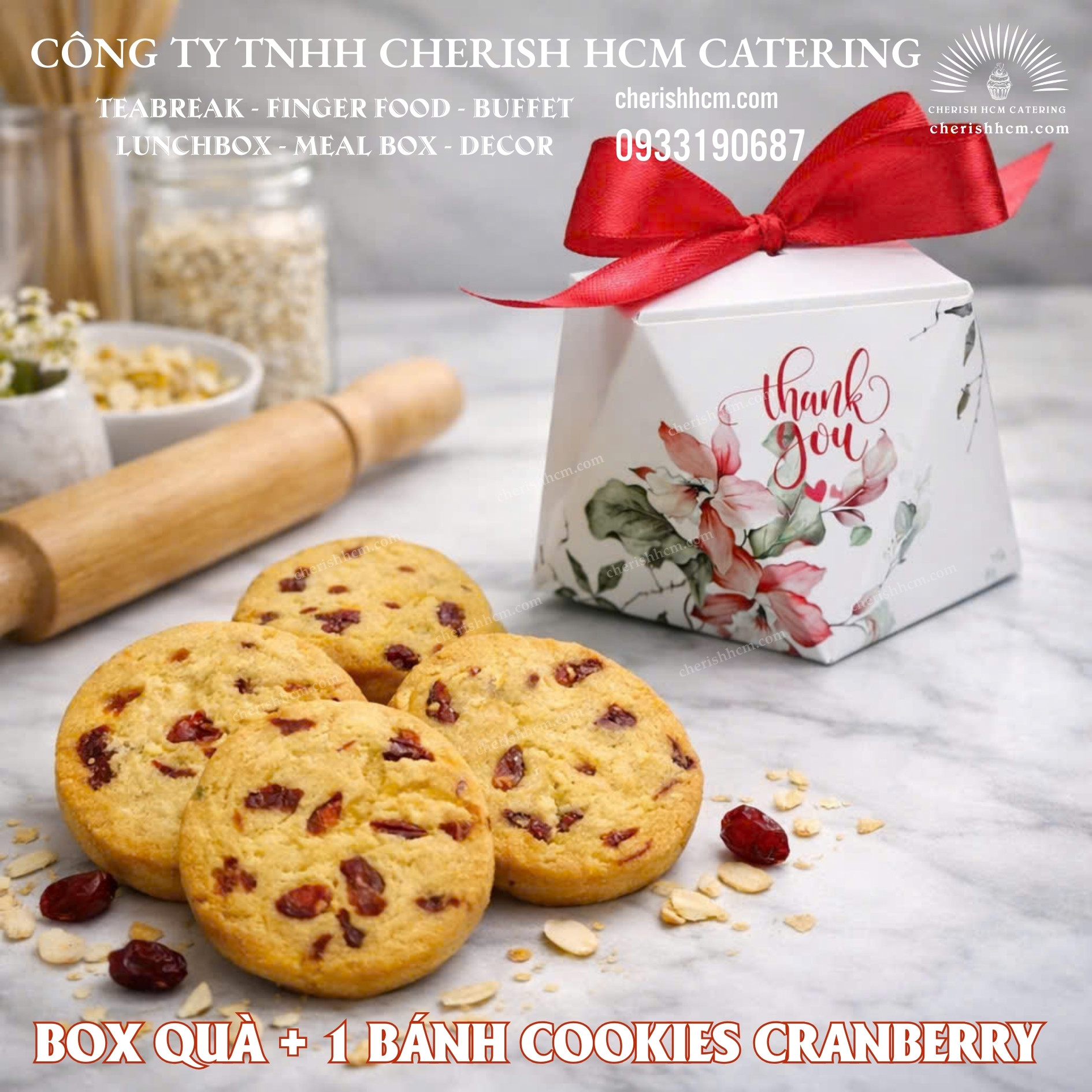 Gift box- Hộp quà 1 Bánh cookies cranberry