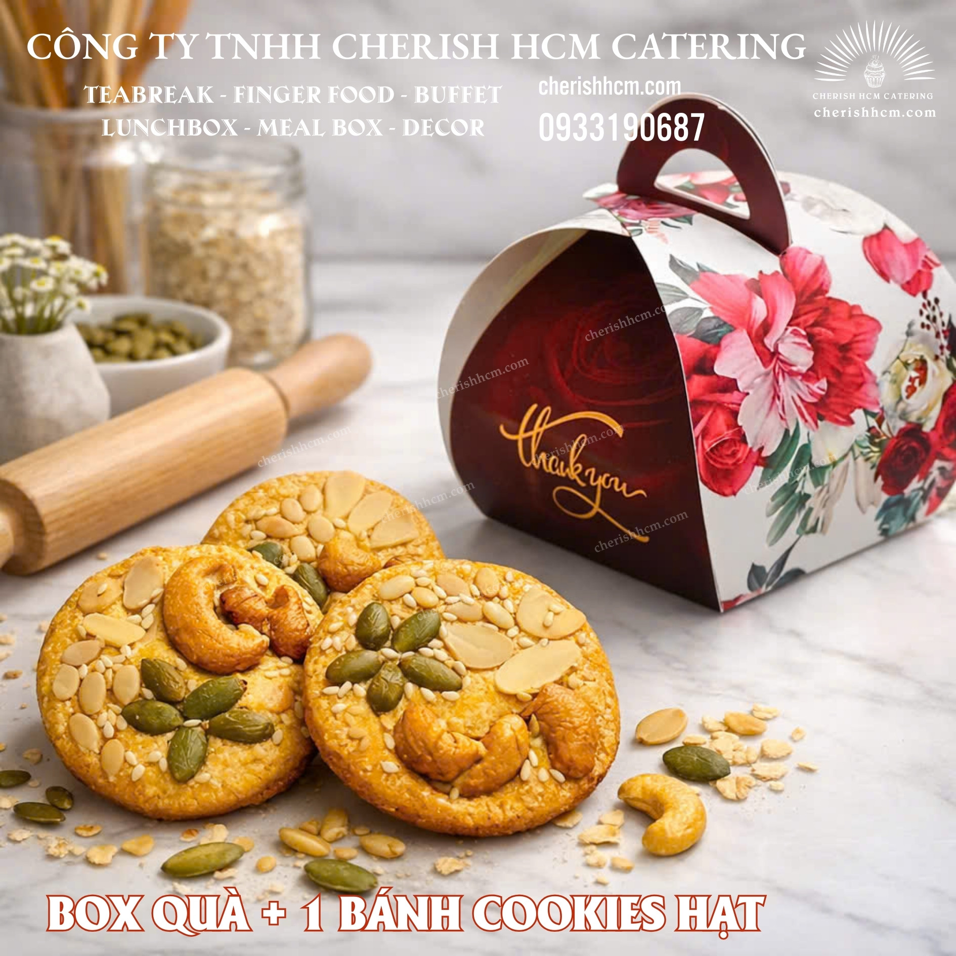 Gift box- Hộp quà 1 Bánh cookies hạt