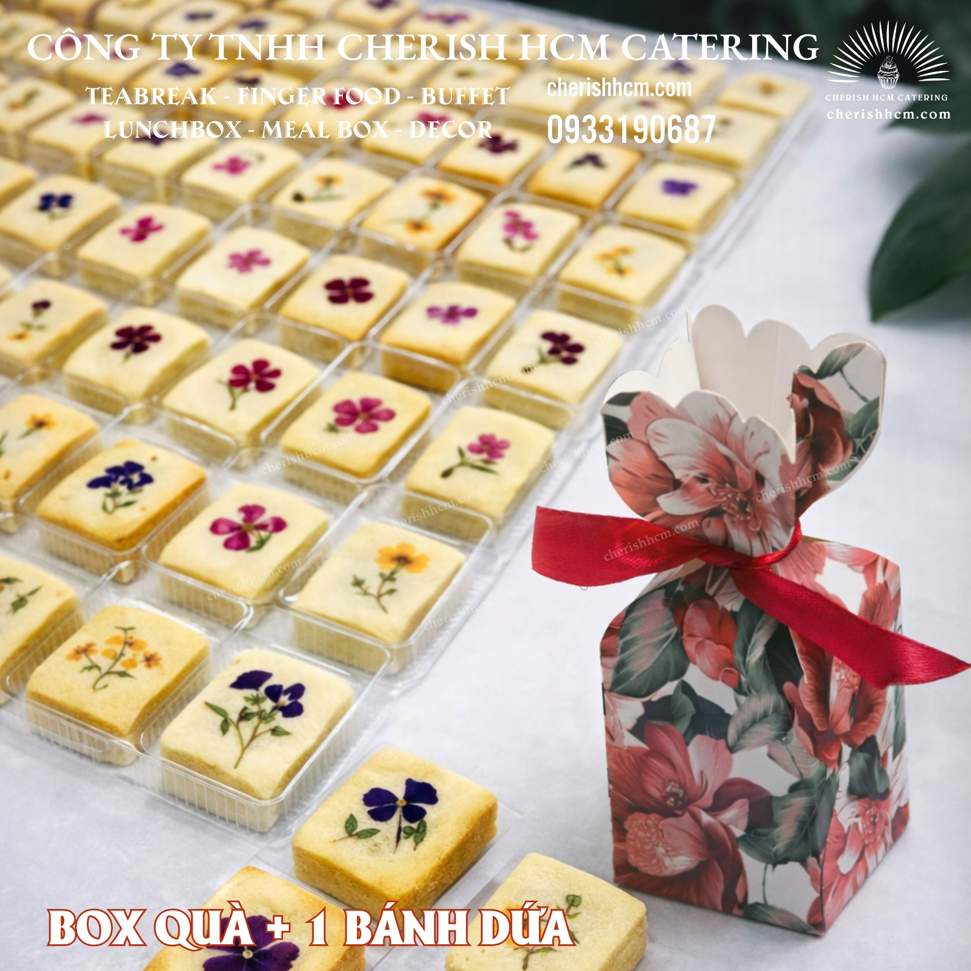 Gift box- Hộp quà 1 Bánh dứa decor hoa